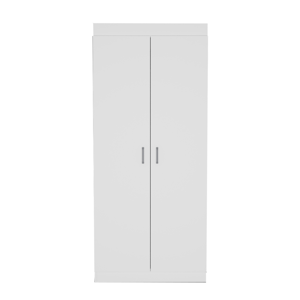White Pantry Cabinet Double Door Five Shelves
