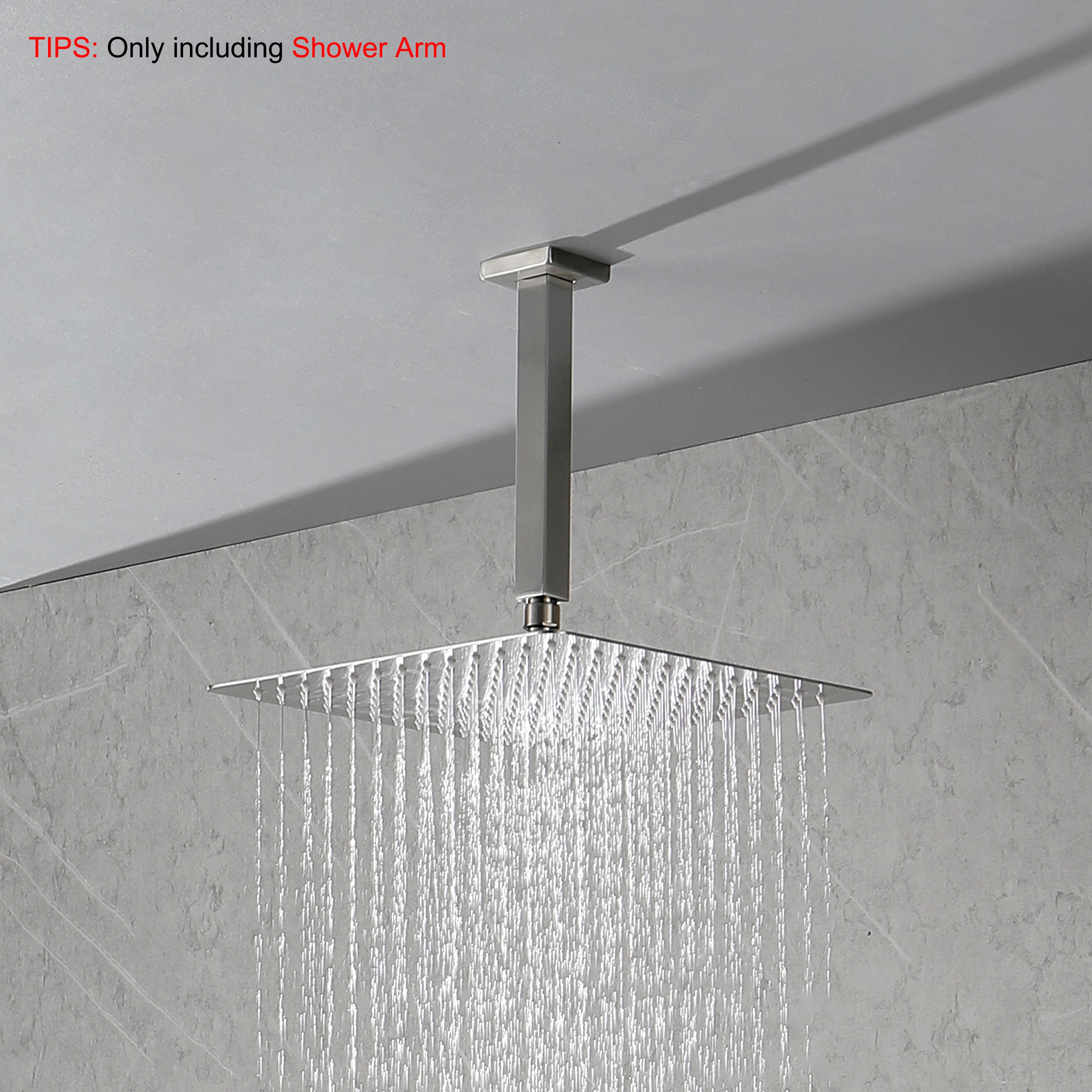 1/2 NPT Shower Arm with Flange, Ceiling Mounted Rain Head