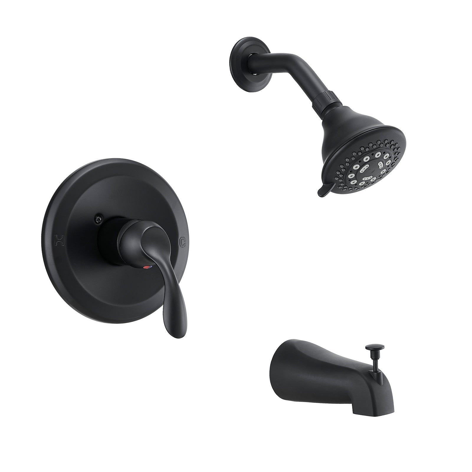Matte Black Tub Shower Faucet Combo 5-Spray Rain Head