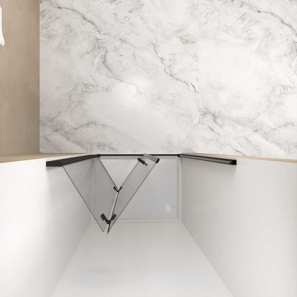 Bifold Shower Door 29-28" x 72" 6mm Tempered Glass Matte Black