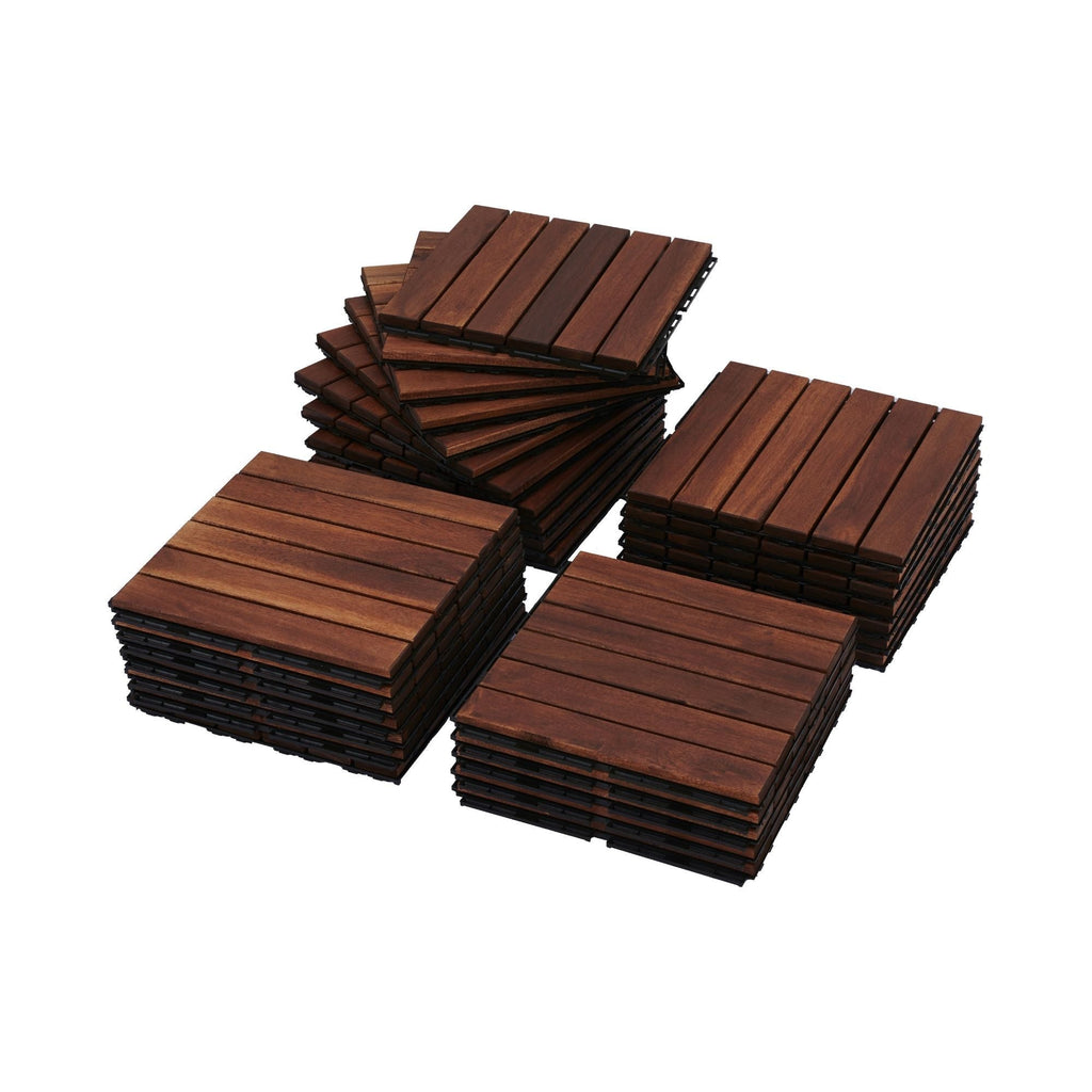 Acacia Hardwood Interlocking Deck Tiles 12" x 12" Patio