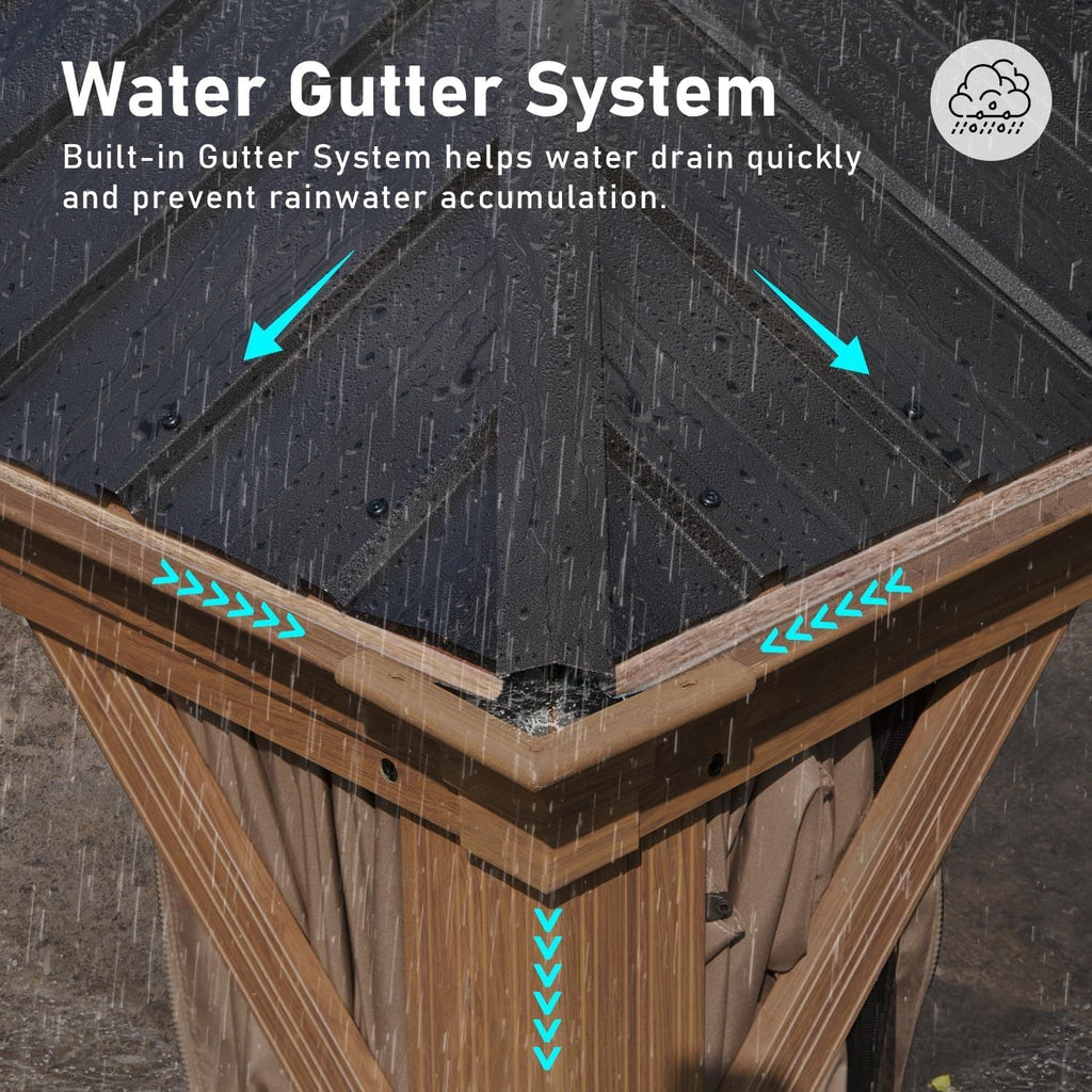 14x22 Ft Hardtop Gazebo Aluminum Frame Gutter System