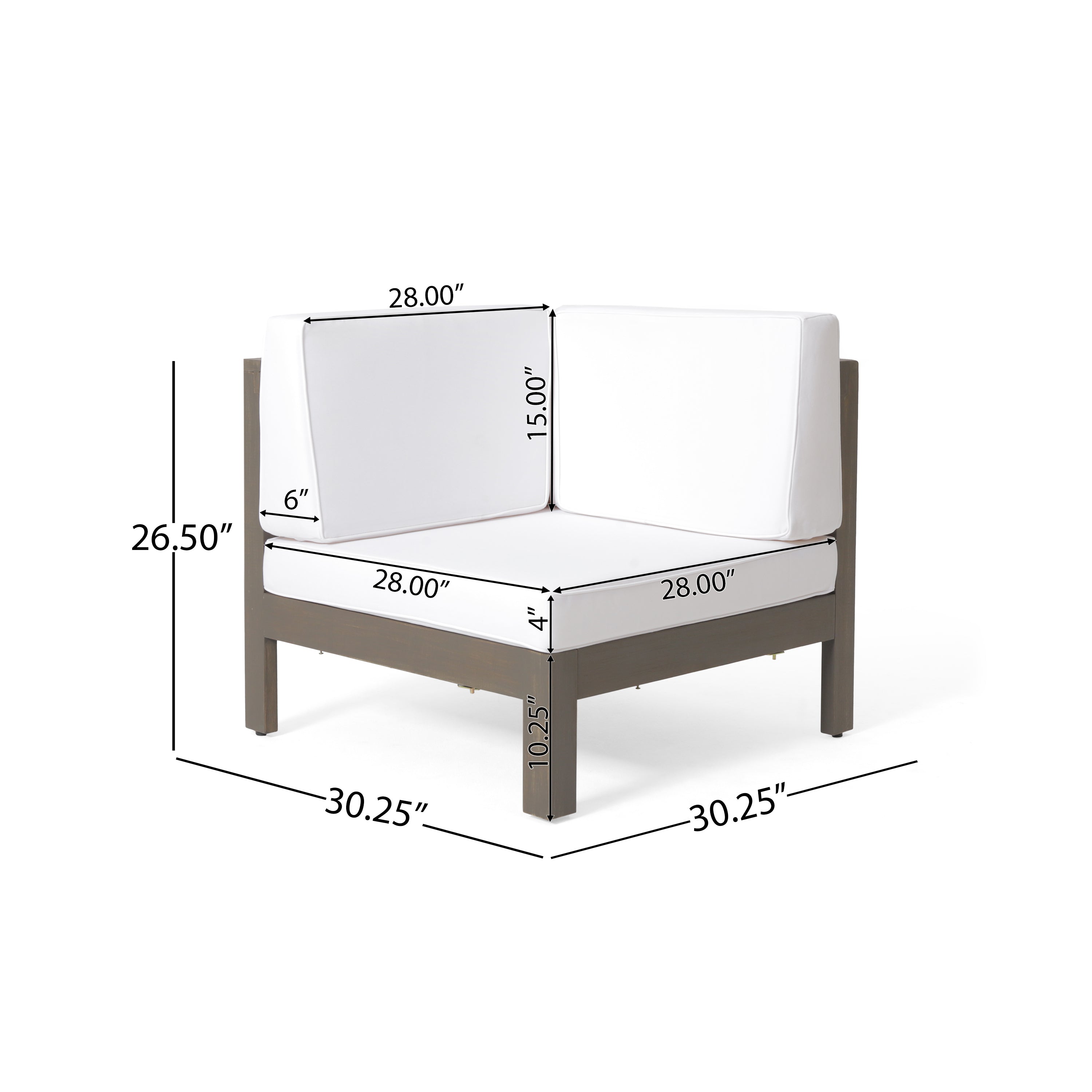 Outdoor Sectional Set Acacia Wood White V-Shape 4 Piece 600 LB