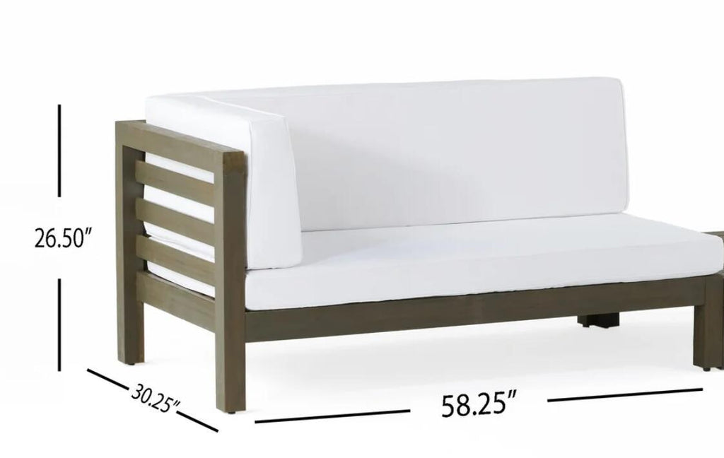 Outdoor Sectional Set Acacia Wood White V-Shape 4 Piece 600 LB