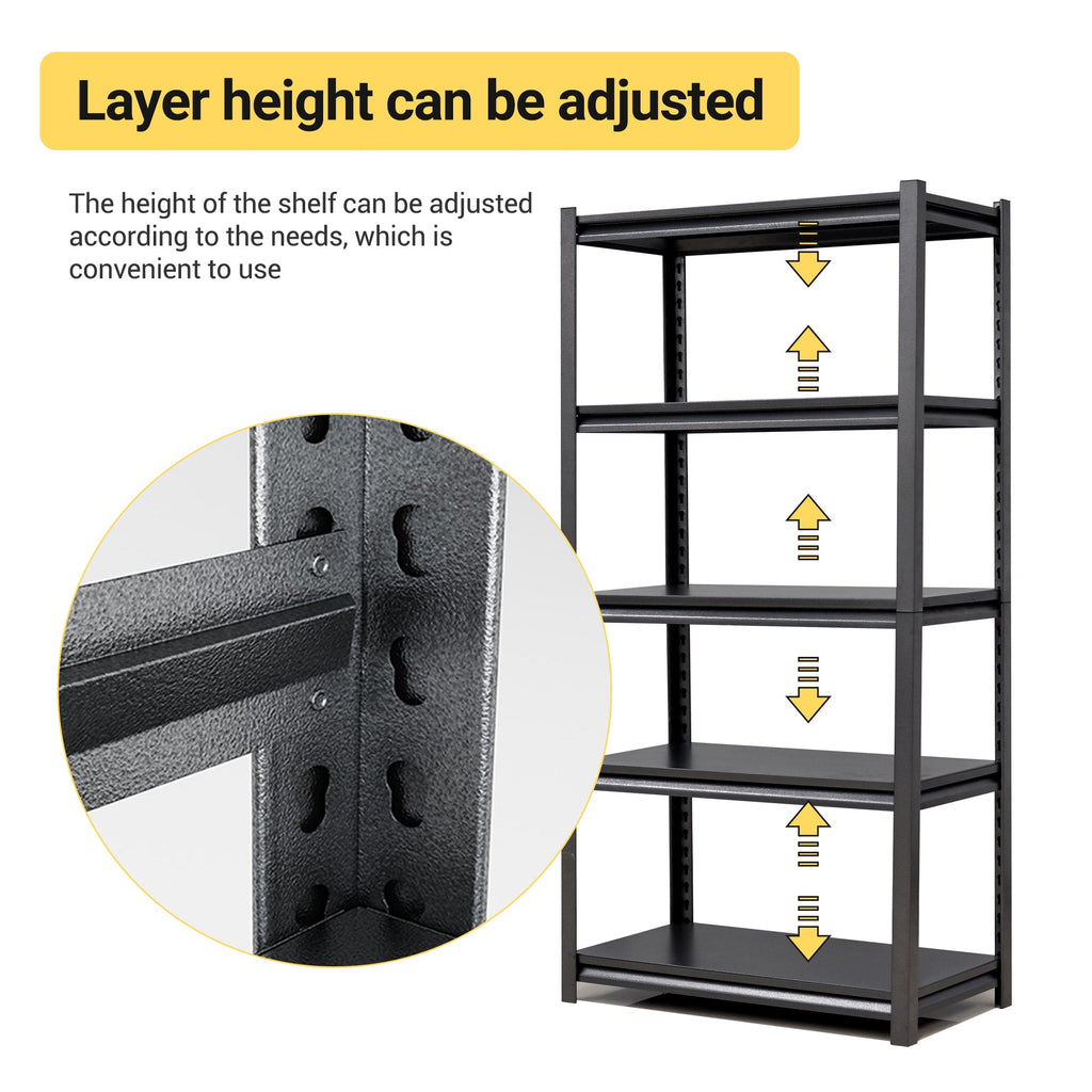 72" 5-Tier Heavy-Duty Metal Garage Shelving Adjustable Storage Rack