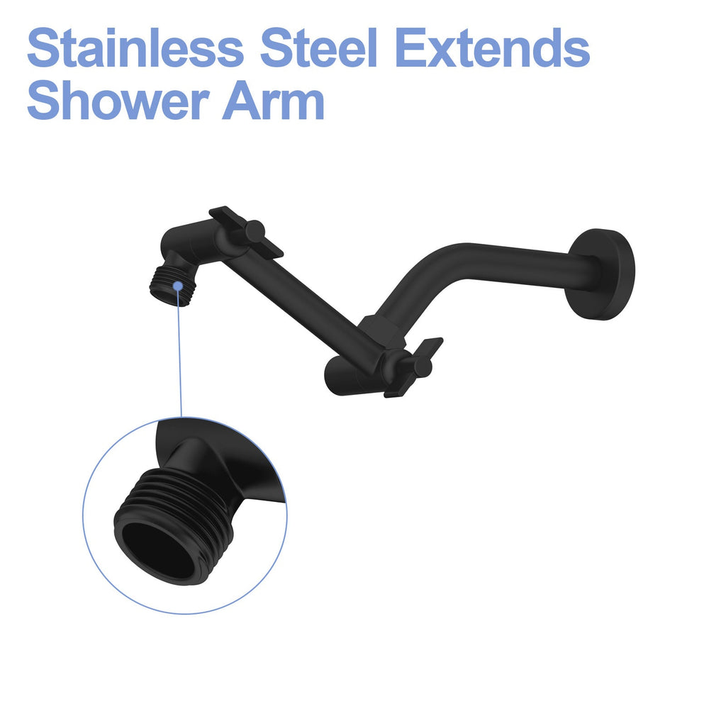 4" Stainless Steel Shower Arm Extension Black