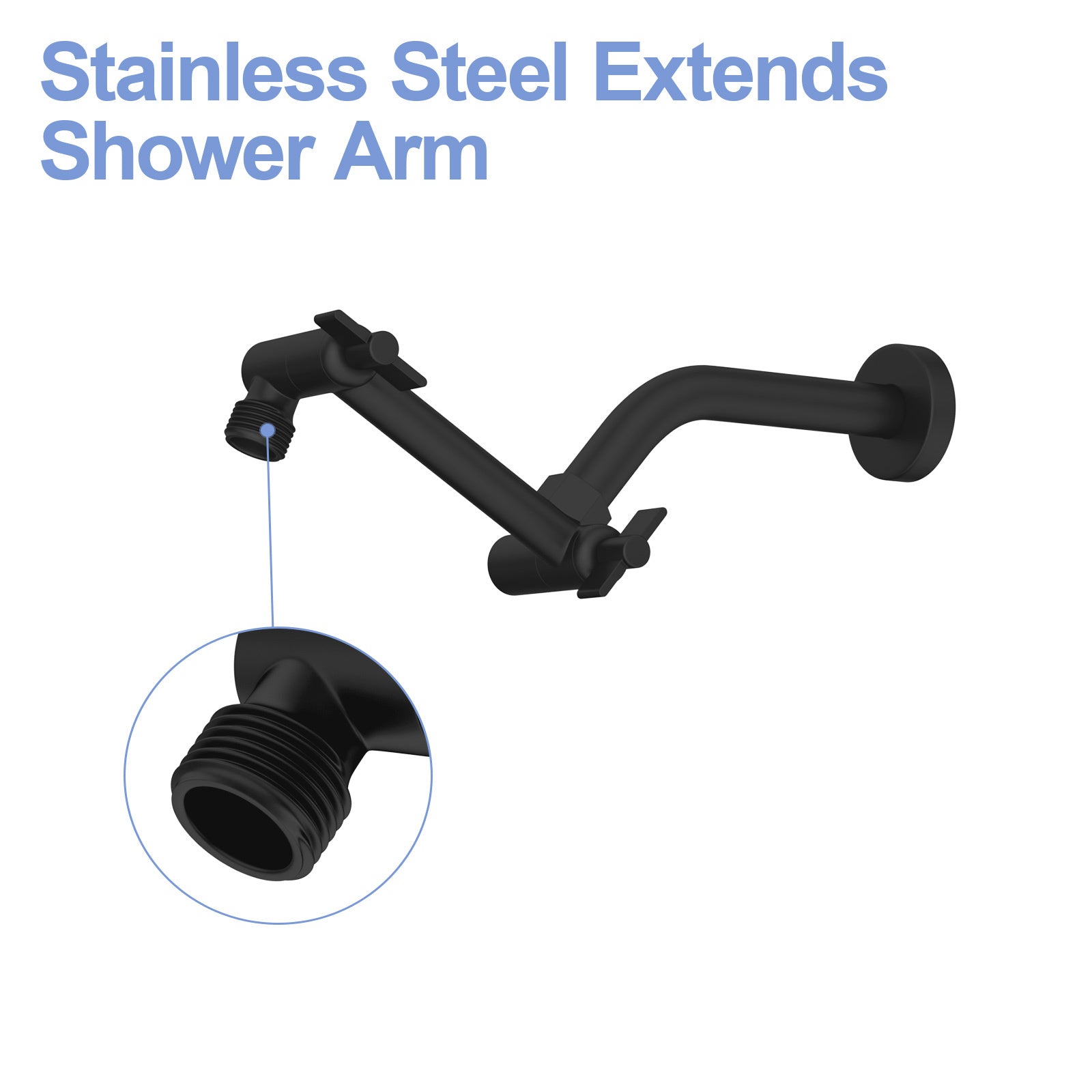 4" Stainless Steel Shower Arm Extension Black