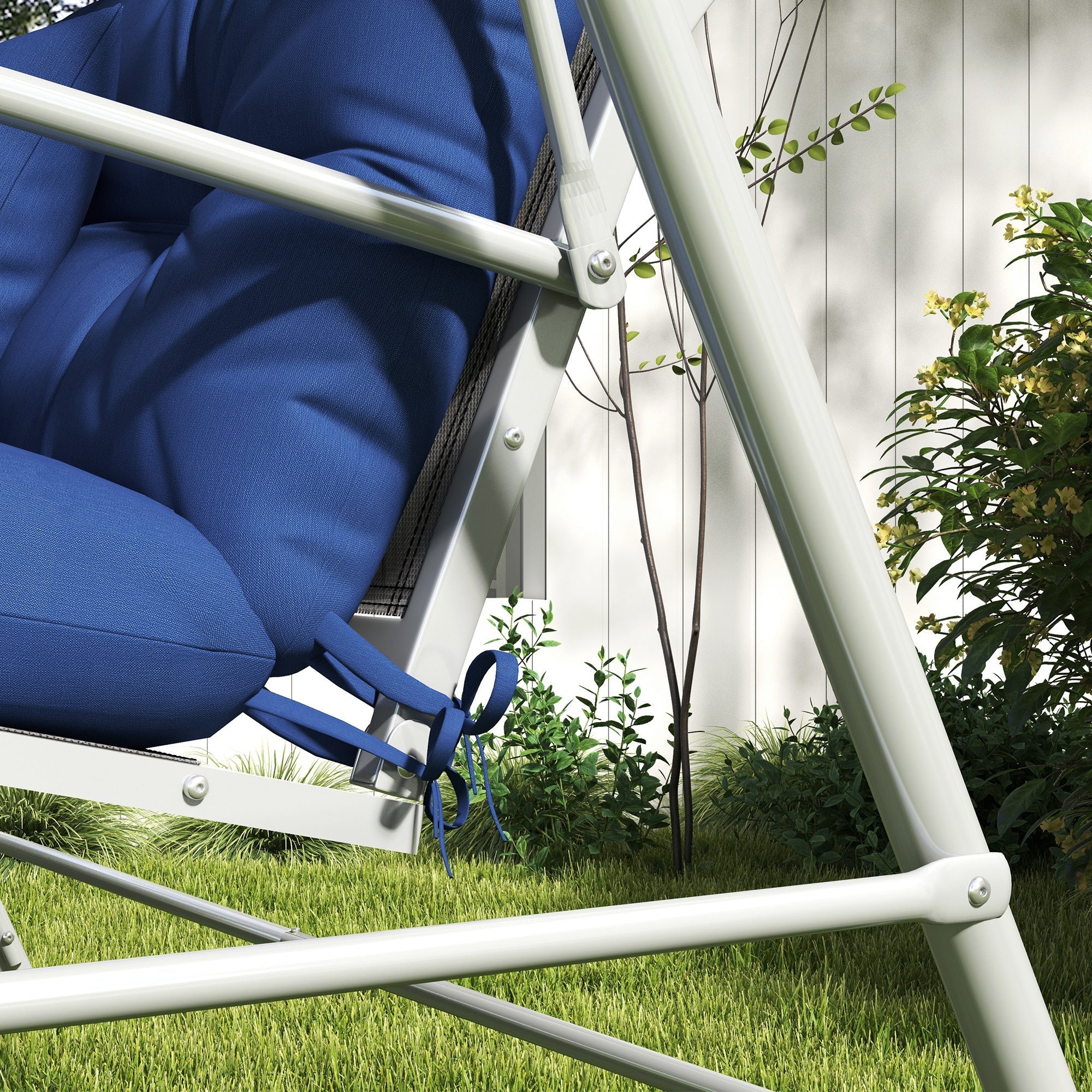 4 Piece Navy Blue Outdoor Bench Cushion Set Swing Seat Pad