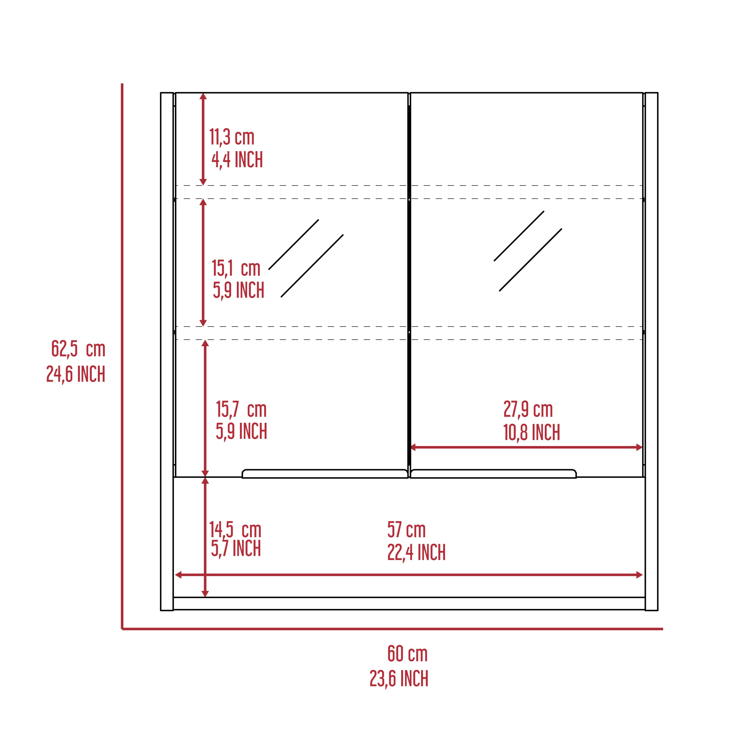 White Mirror Cabinet with Shelves and Double Doors