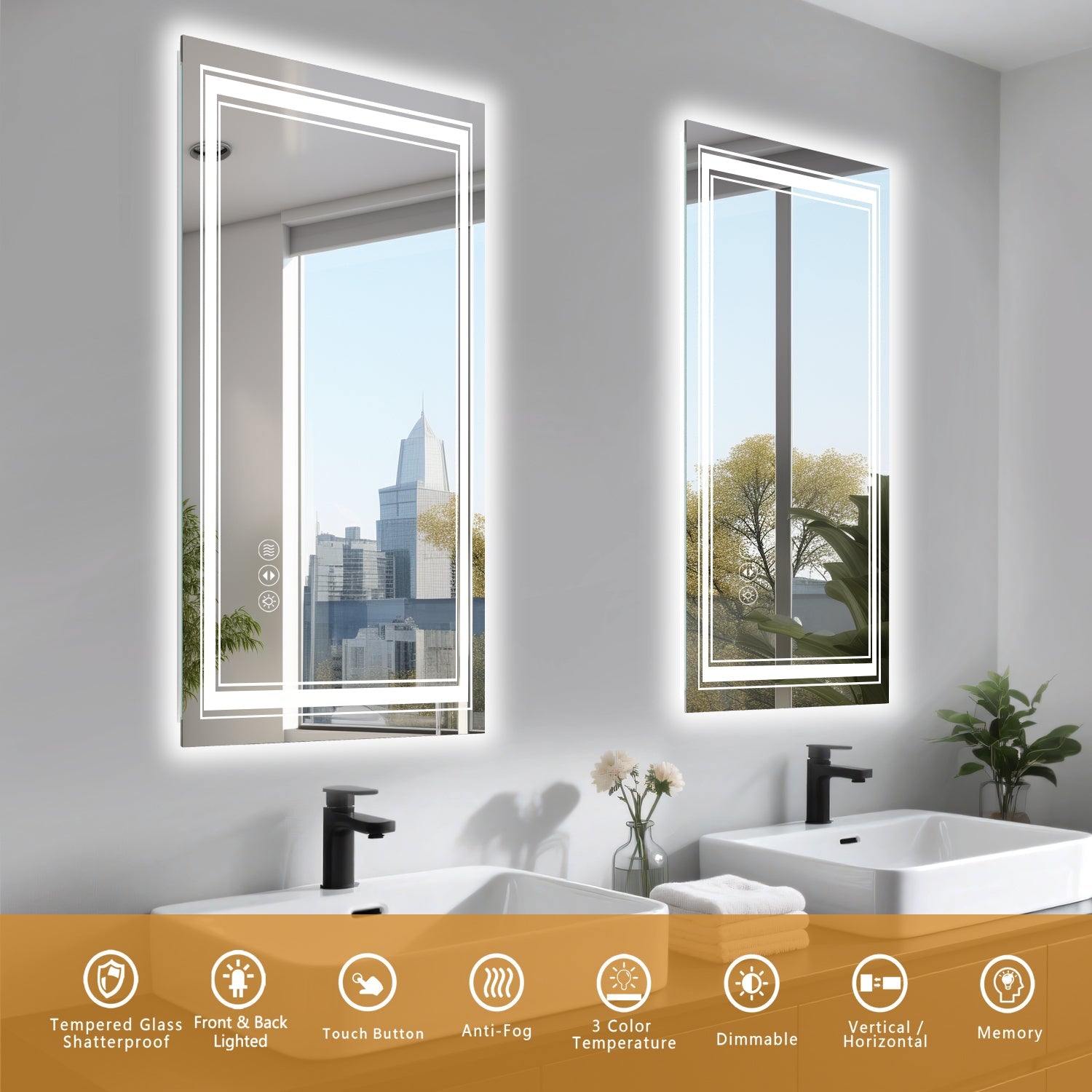 20x28 Inch Frameless Smart LED Bathroom Mirror