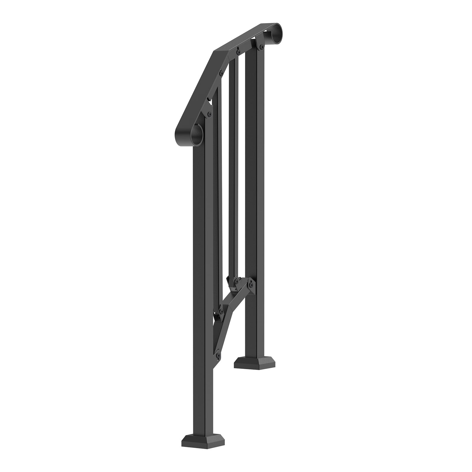 1-2 Step Handrail for Outdoor Porch Deck Seniors Black Arch