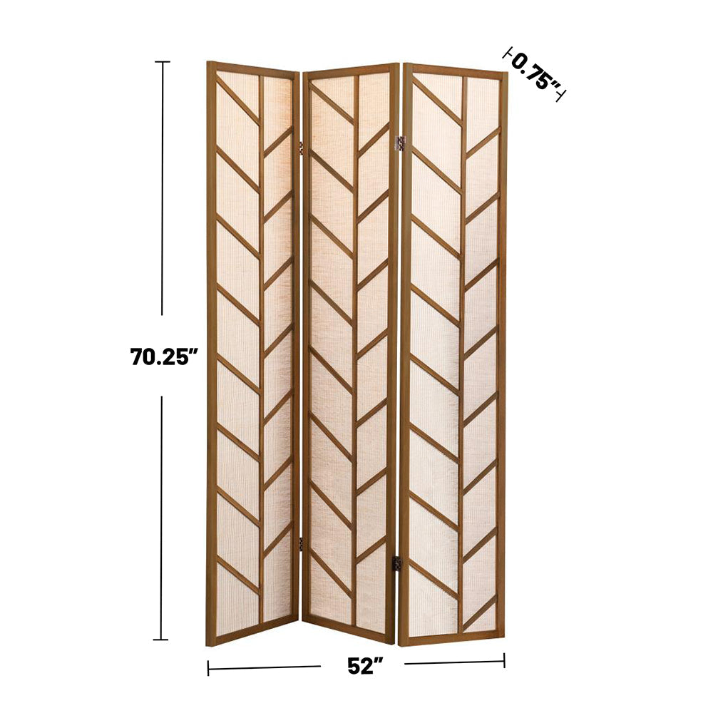 3-Panel Walnut Folding Shoji Room Divider Screen