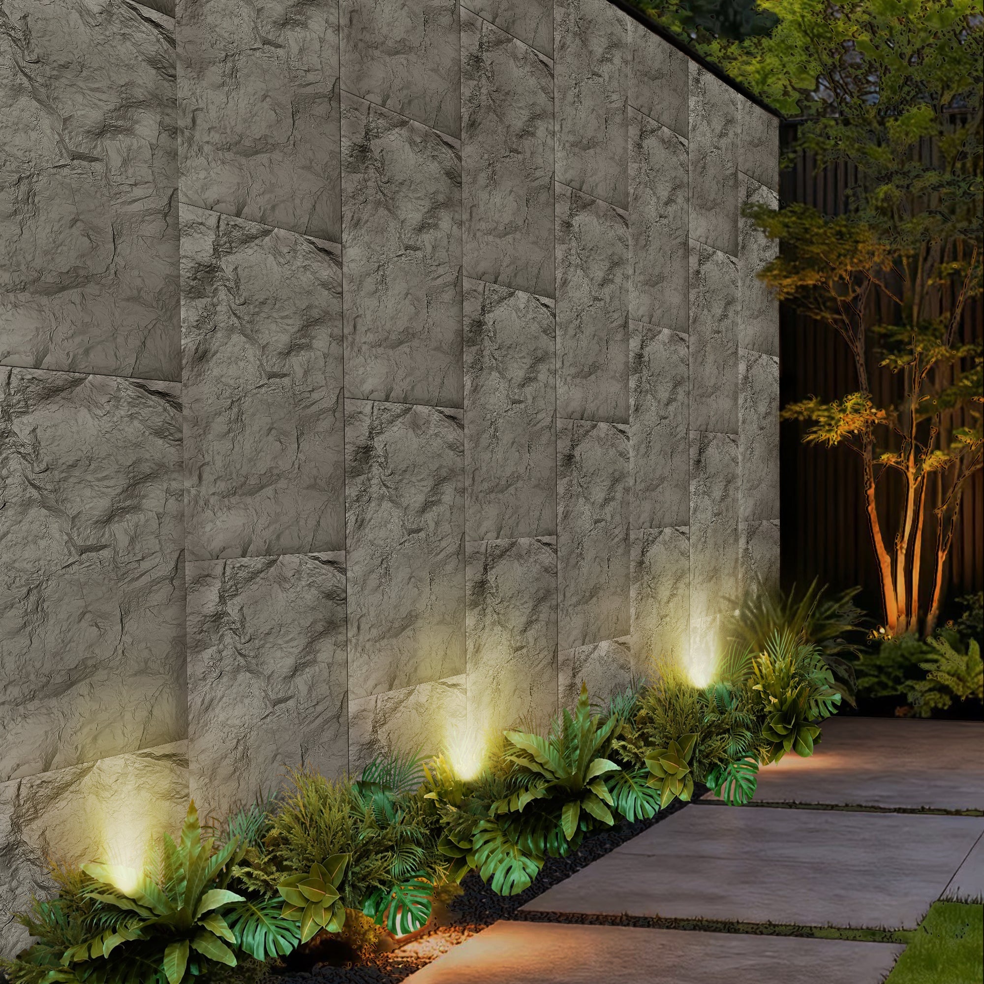 3D Faux Stone Wall Panels 6pc Wainscoting 47x24" Grey