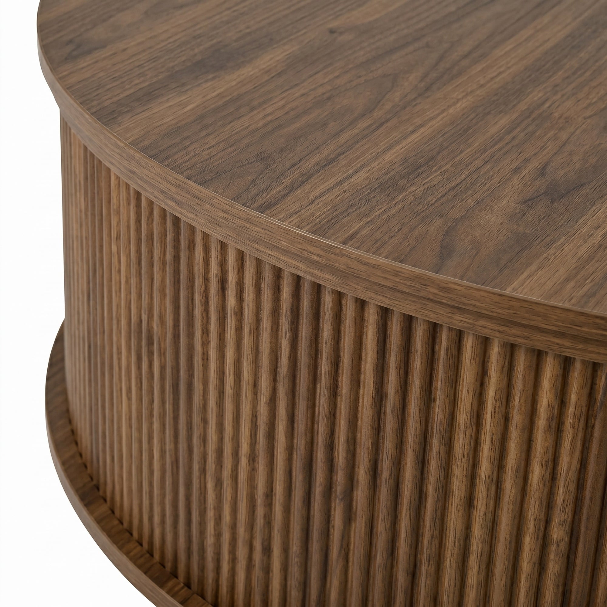 Round Lift-Top Coffee Table with Hidden Storage Sliding Door
