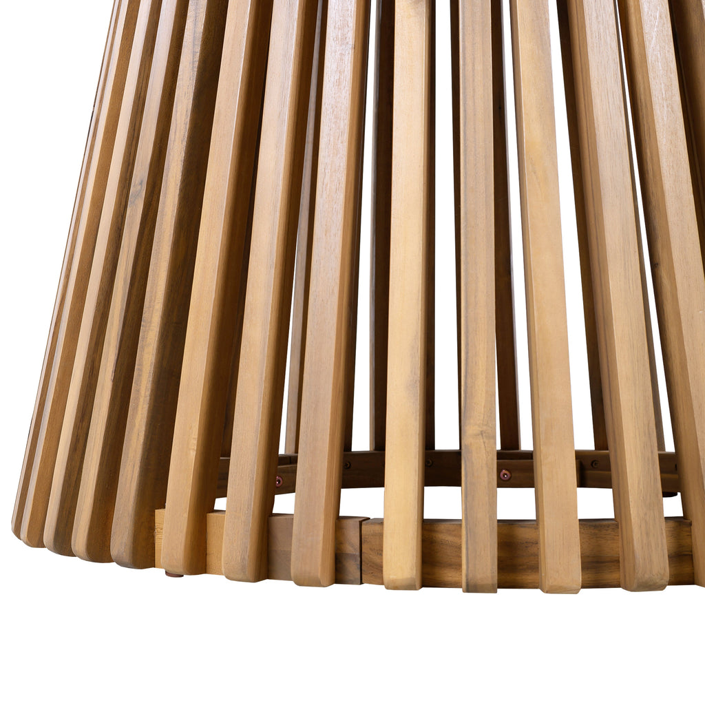 47.25" Round Acacia Wood Patio Dining Table Light Teak