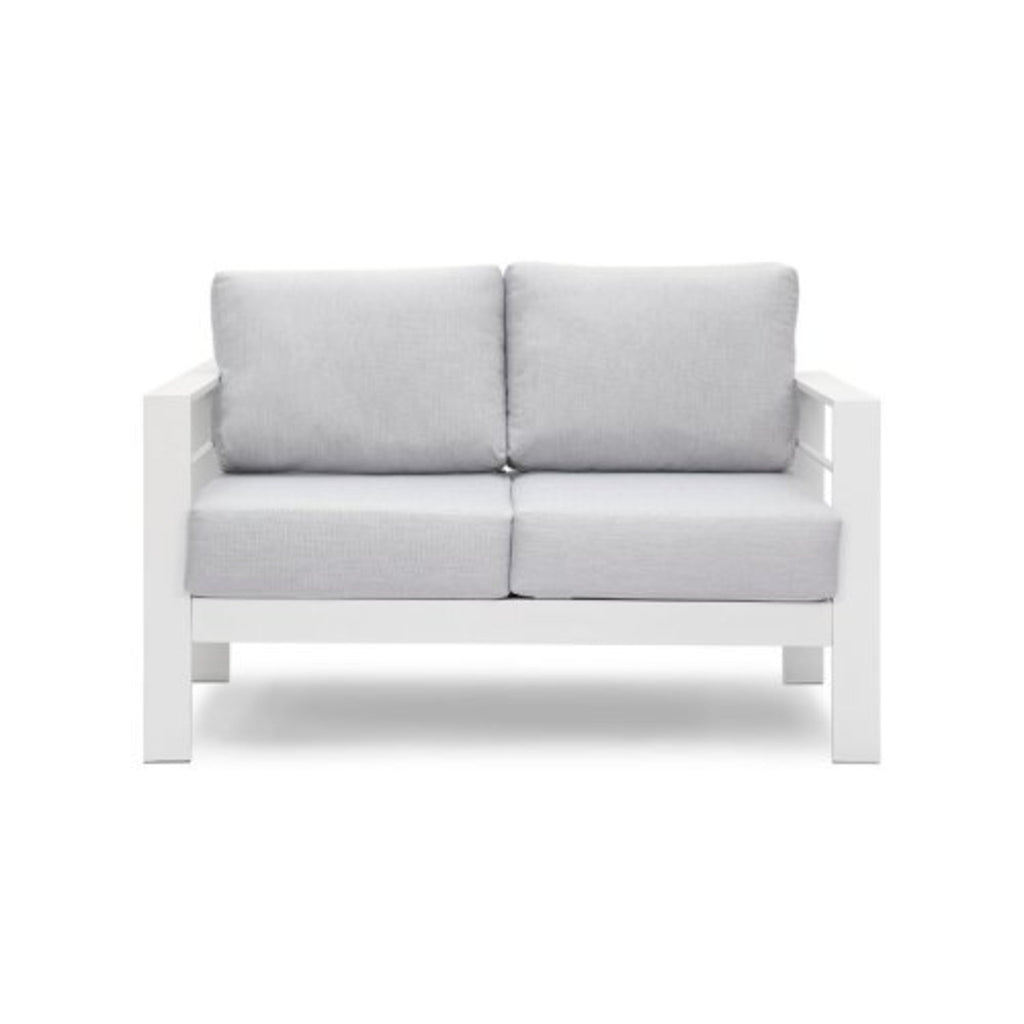 Outdoor Patio Set 3-Piece Aluminum White Gray Cushions