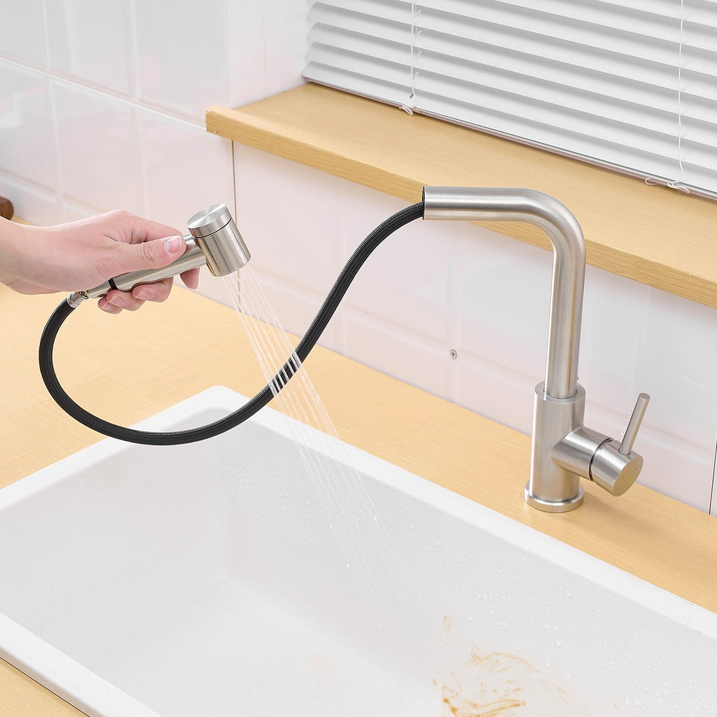 Black Kitchen Sink Faucet with Pull Out Sprayer