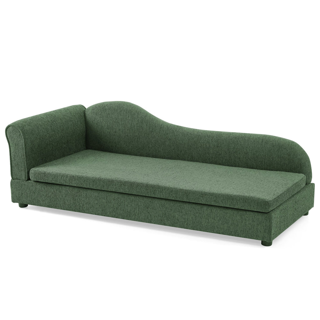 Medium/Large Dog Sofa Wave Backrest Linen Olive Green