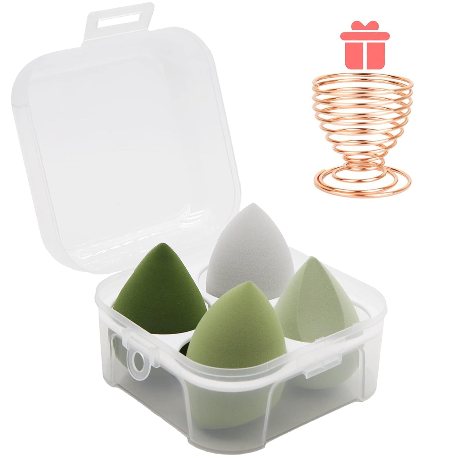 Makeup Beauty Blender Sponge Set 4Pcs W/ Holder & Travel Case