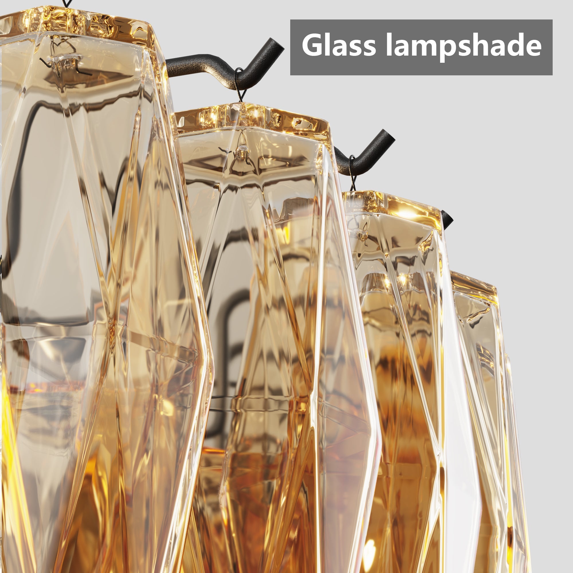 Chandelier Rectangle Black 12-Light 4-Tier Smoke Glass 54 In Farmhouse