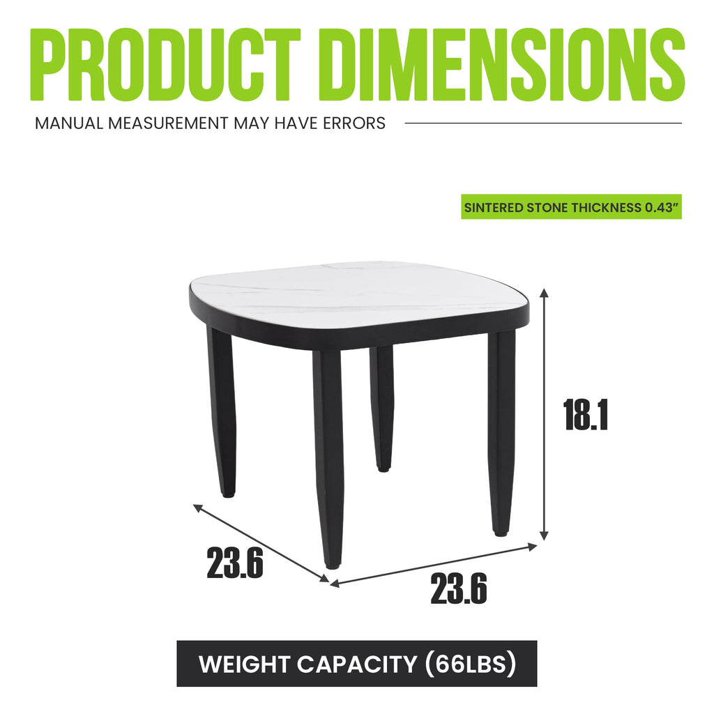 Modern Outdoor Arc Side Table 23.6" Marble Sintered Stone