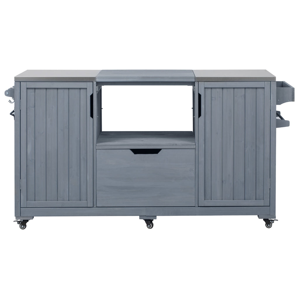 Outdoor Grill Island Cart 66.5" Stainless Steel Tabletop
