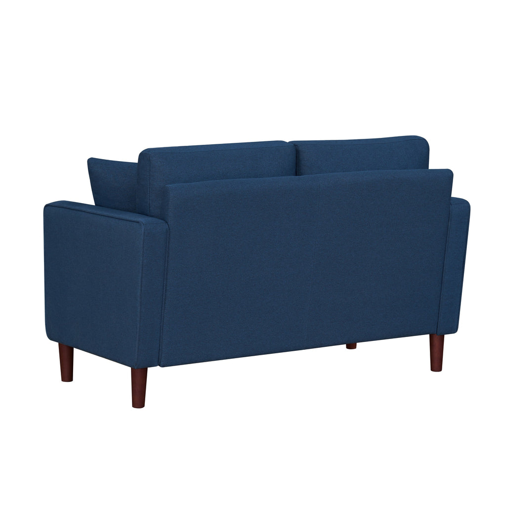 Blue Tufted Plush Upholstered Love Seat