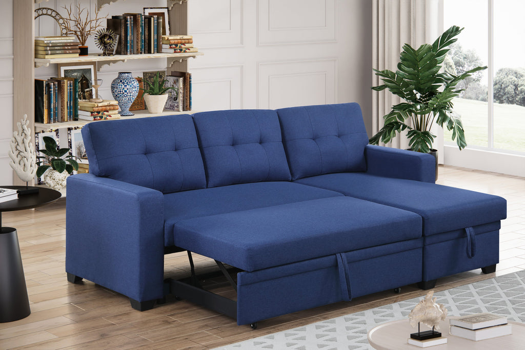 Convertible Upholstered Sectional Sofa with Pull-out Chaise