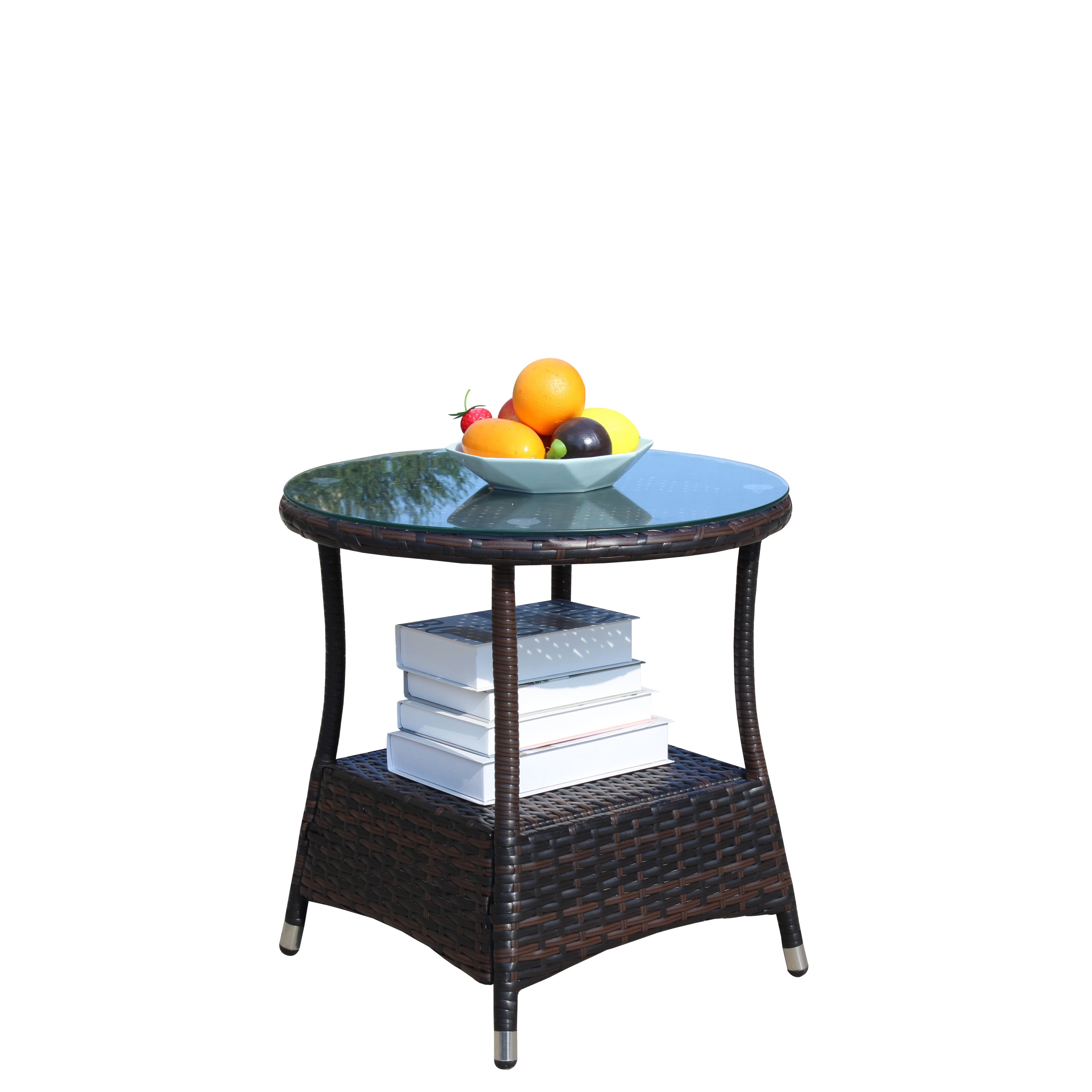 Round Tempered Glass Outdoor Coffee Table