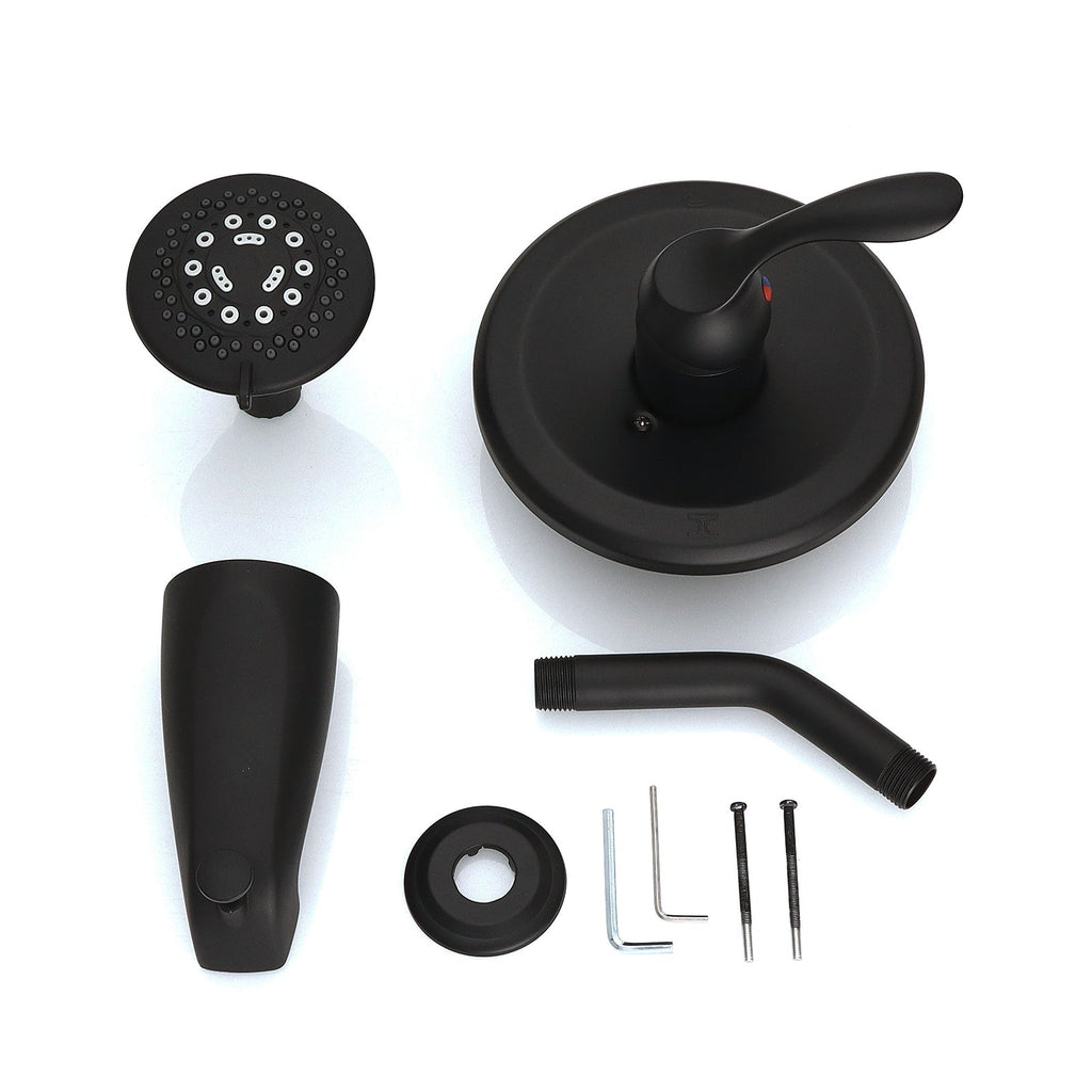 Matte Black Tub Shower Faucet Combo 5-Spray Rain Head
