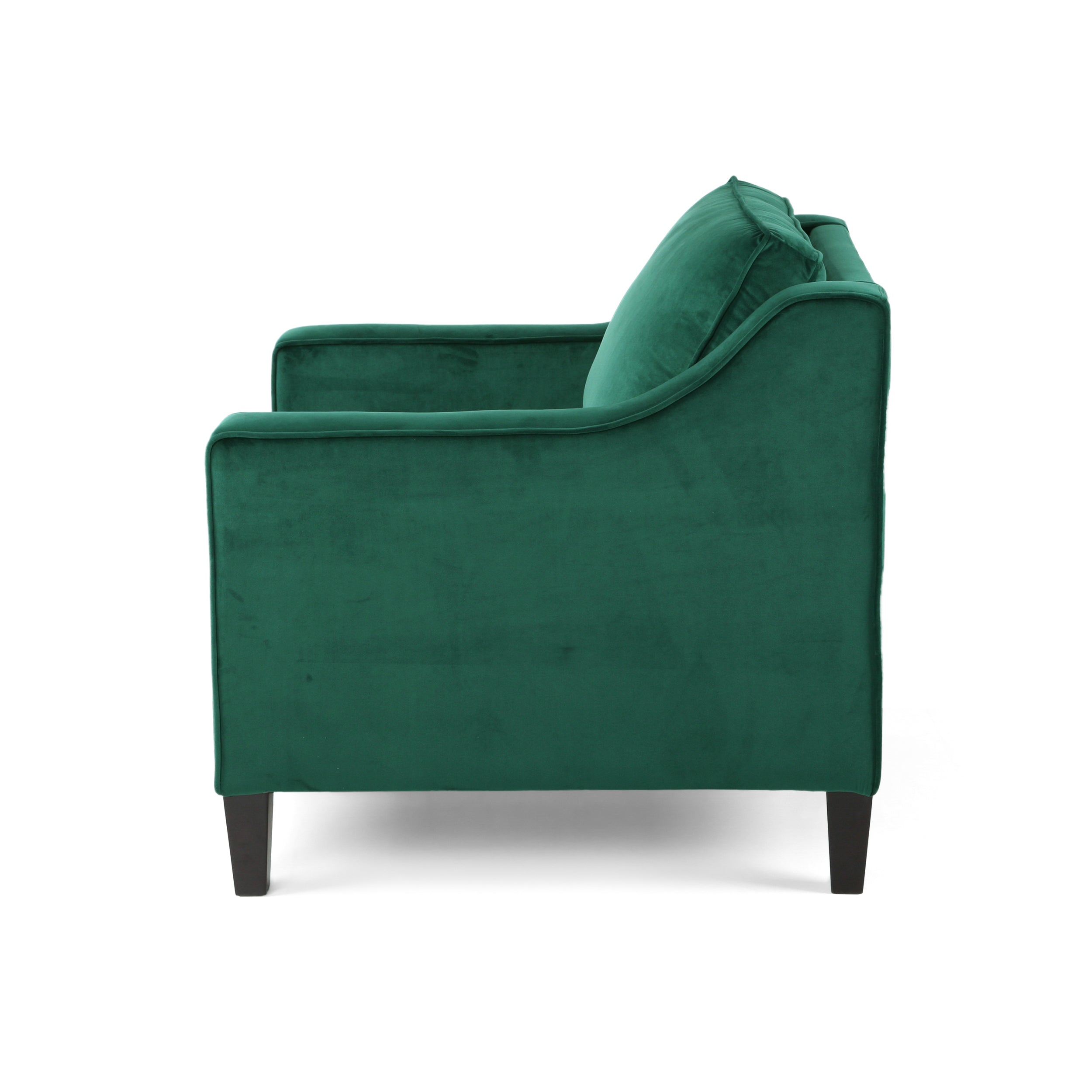 Club Chair Contemporary Velvet Green Birch Legs 31x34x34 In Tonal Piping