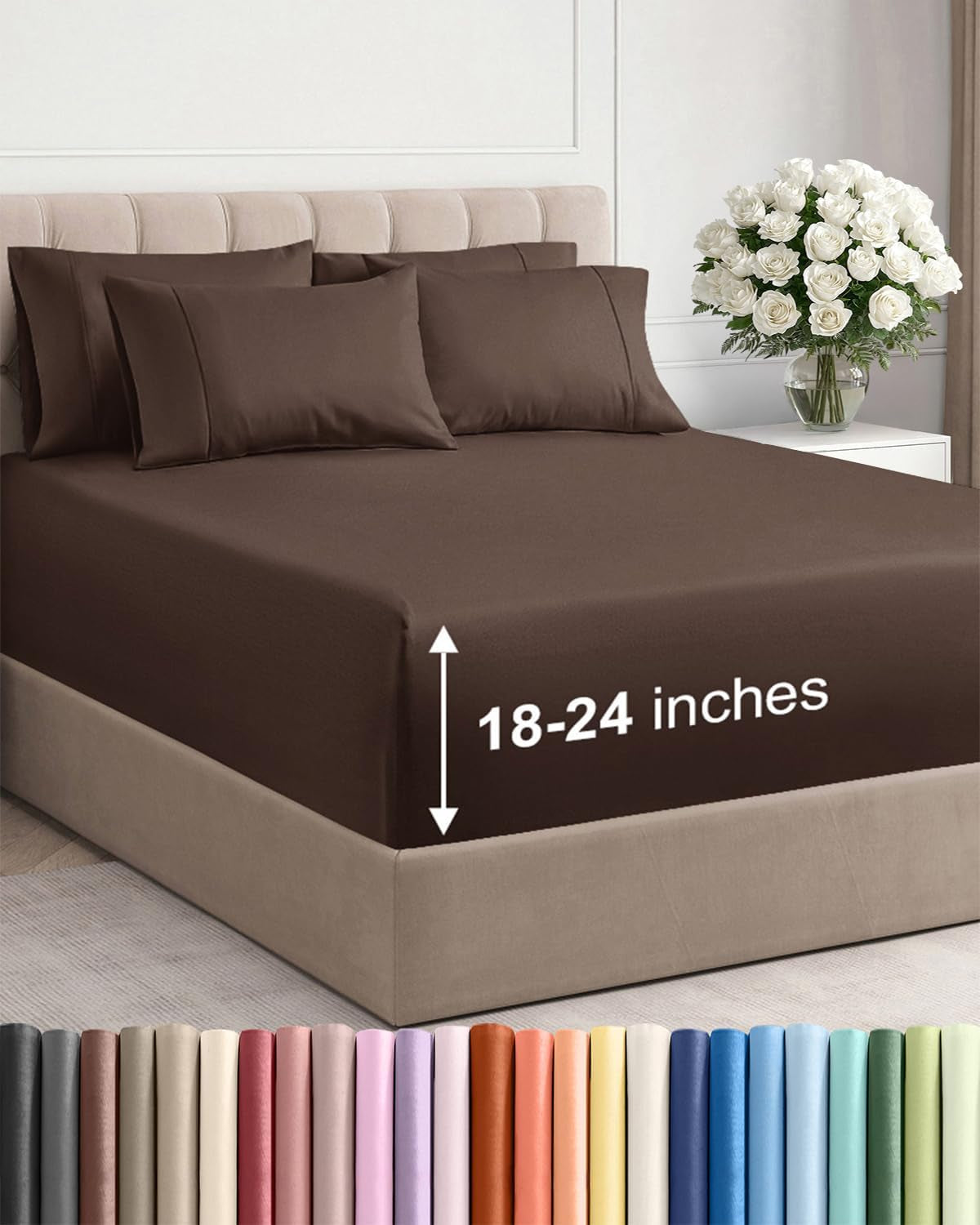 Extra Deep Pocket Sheet Set 4 Piece Breathable Soft Cooling Bedding Wrinkle Free