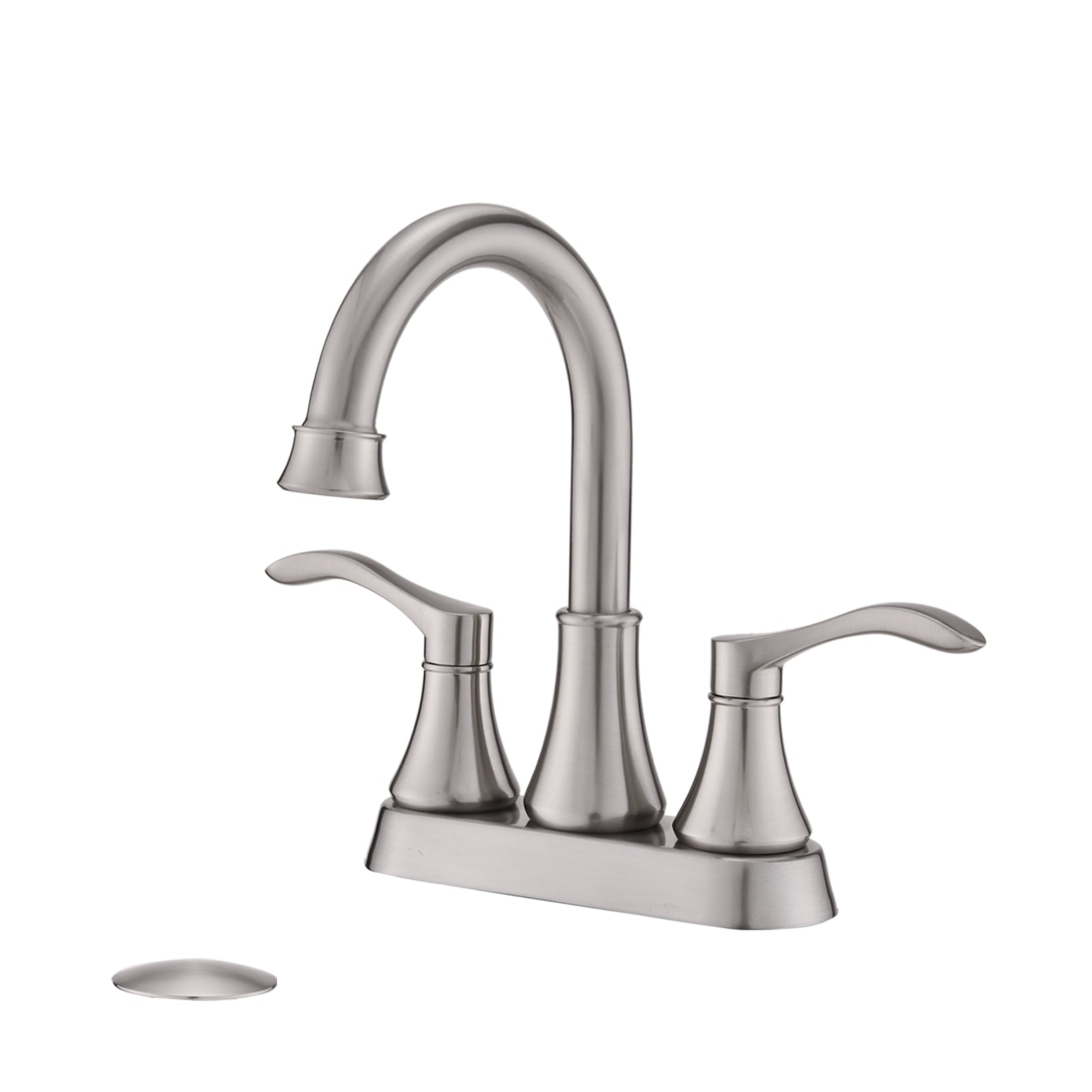 4" Centerset Bathroom Faucet 360 Swivel Spout Brushed Nickel