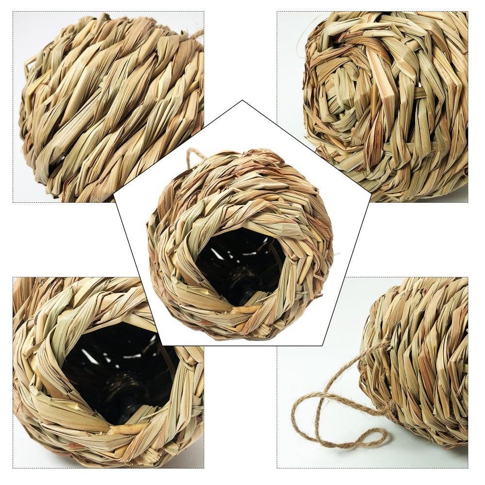 Natural Grass Hanging Bird Hut 3 Pack