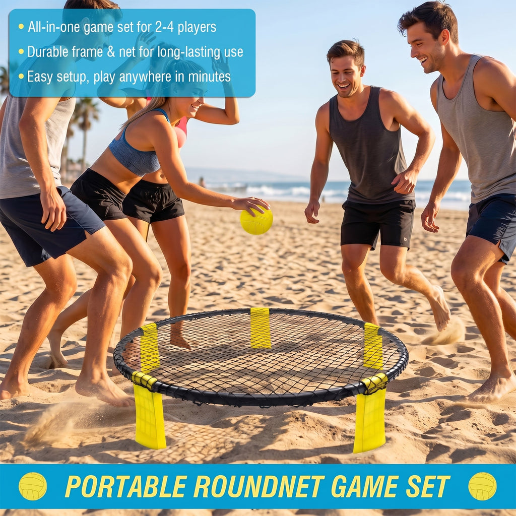 Outdoor Roundnet Game Set with 2 Balls & Carry Bag