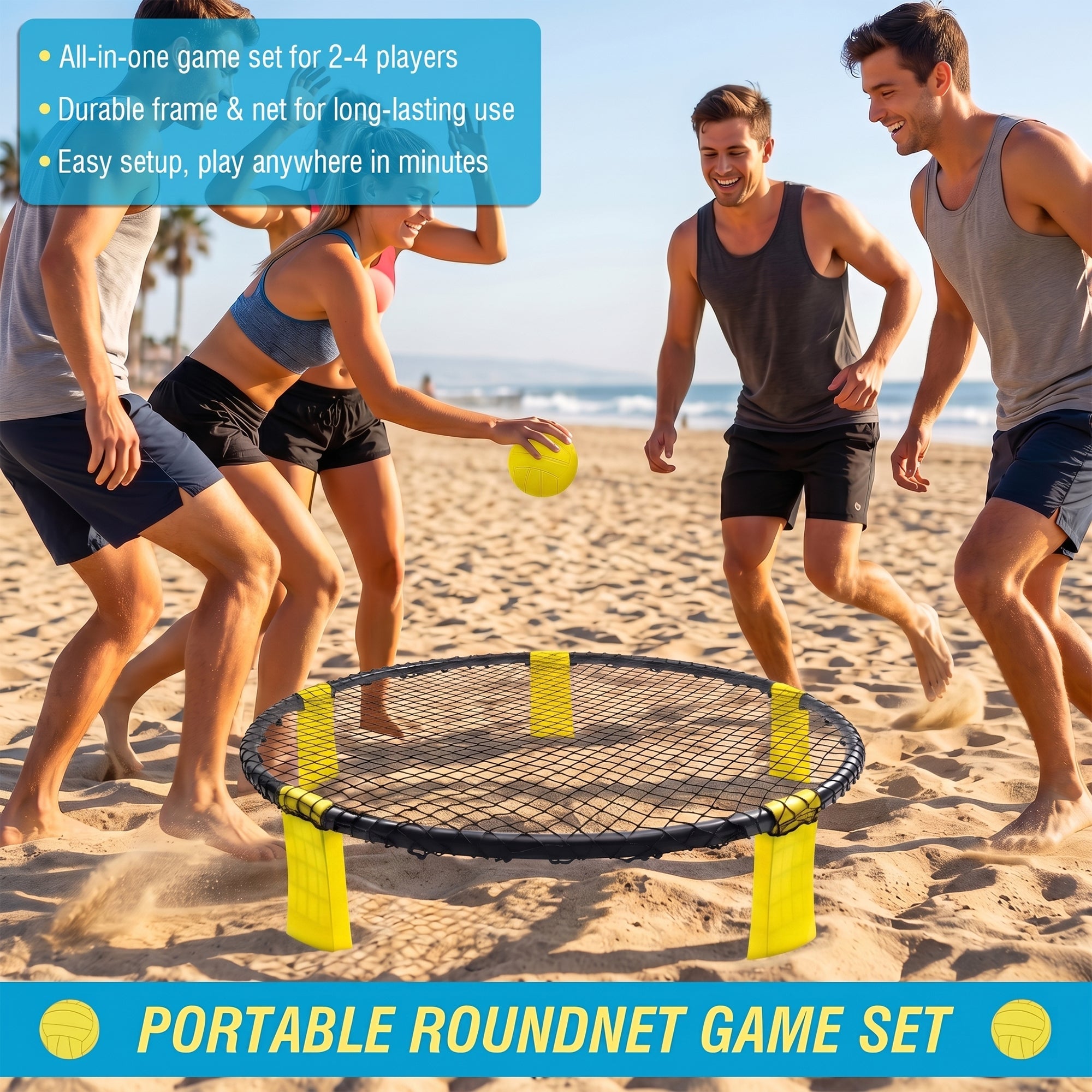 Outdoor Roundnet Game Set with 2 Balls & Carry Bag