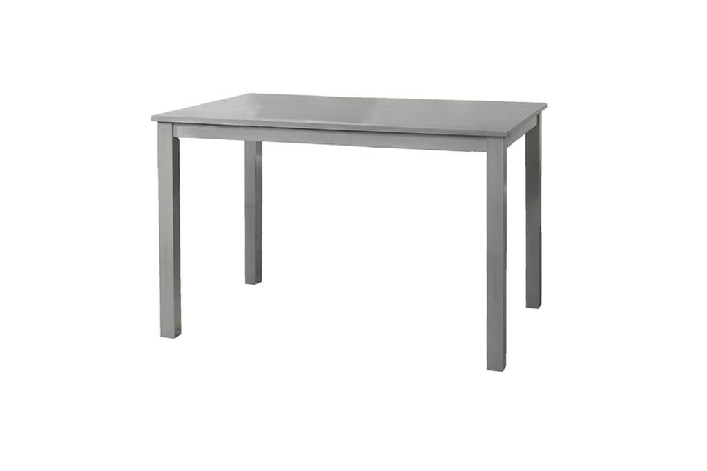 Grey 5-Piece Dining Set with Table and Beige Fabric Chairs