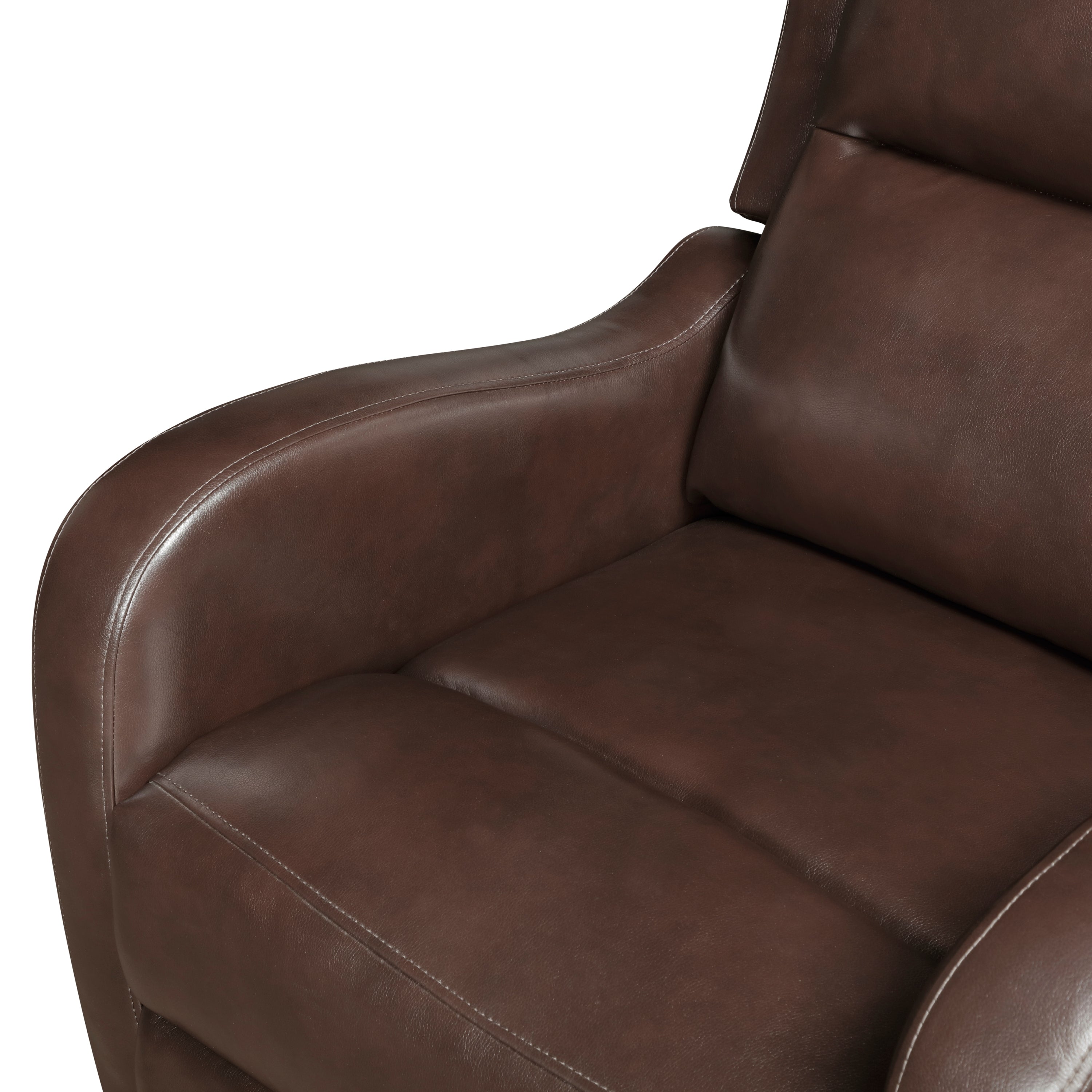 Brown Faux Leather Reclining Chair Wood Frame Living Room