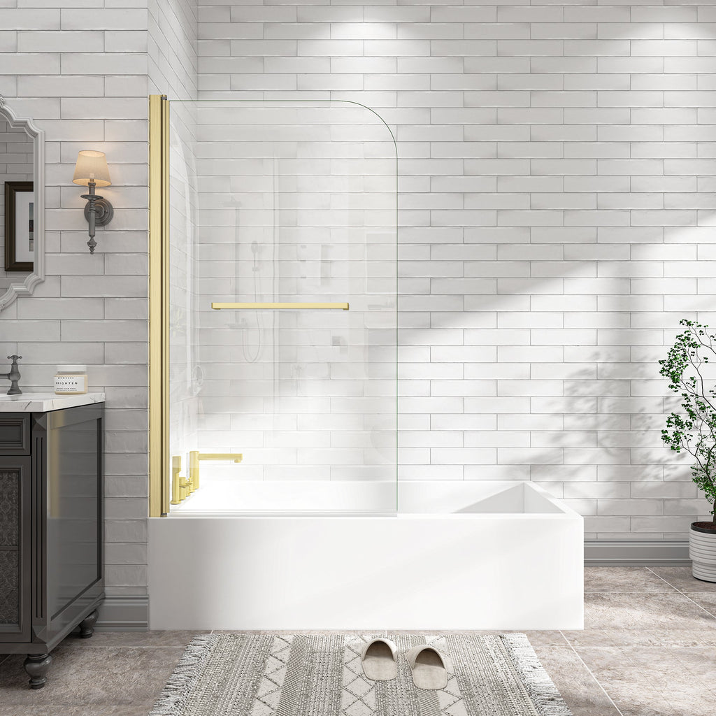 31"-32" W x 55" H Brushed Gold Frameless Pivot Shower Door