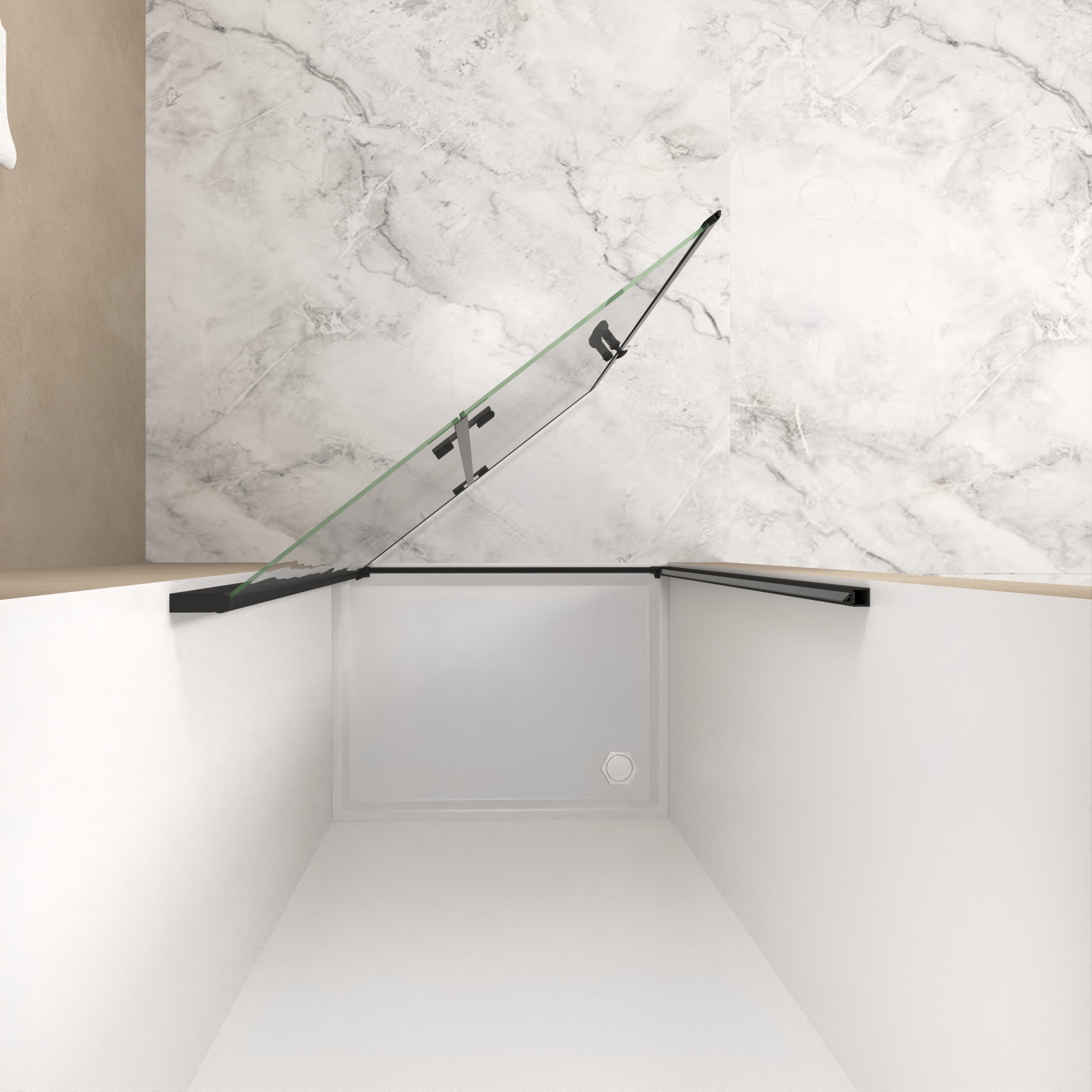 Bifold Shower Door 29-28" x 72" 6mm Tempered Glass Matte Black