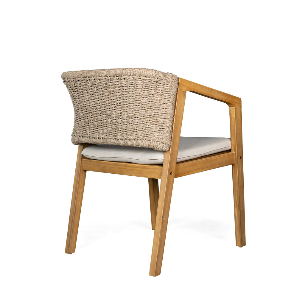 7-Piece Outdoor Dining Set Acacia Wood Table Rope Chairs