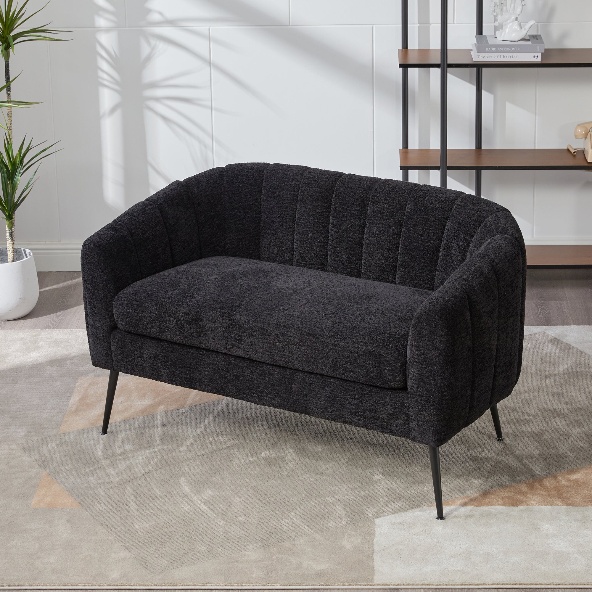 50" Upholstered Chenille Mini Loveseat, Channel Tufted 2-Seater