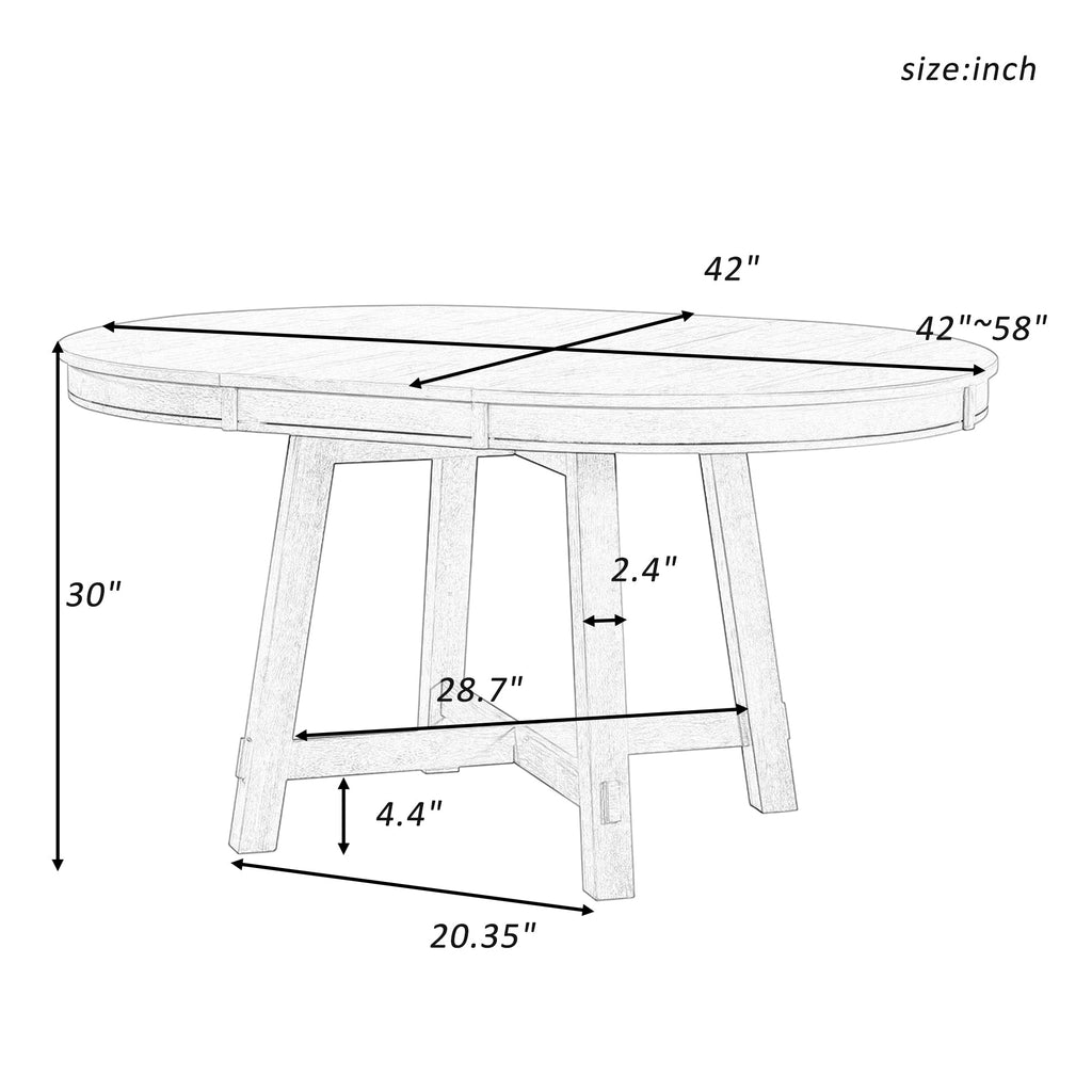 Gia Round Extendable Dining Table with Leaf, Natural Wood