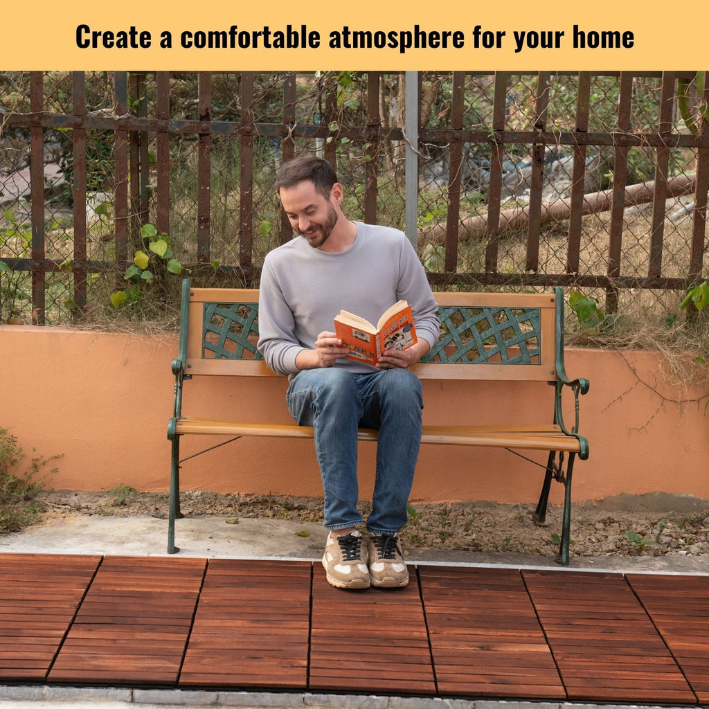 Acacia Hardwood Interlocking Deck Tiles 12" x 12" Patio