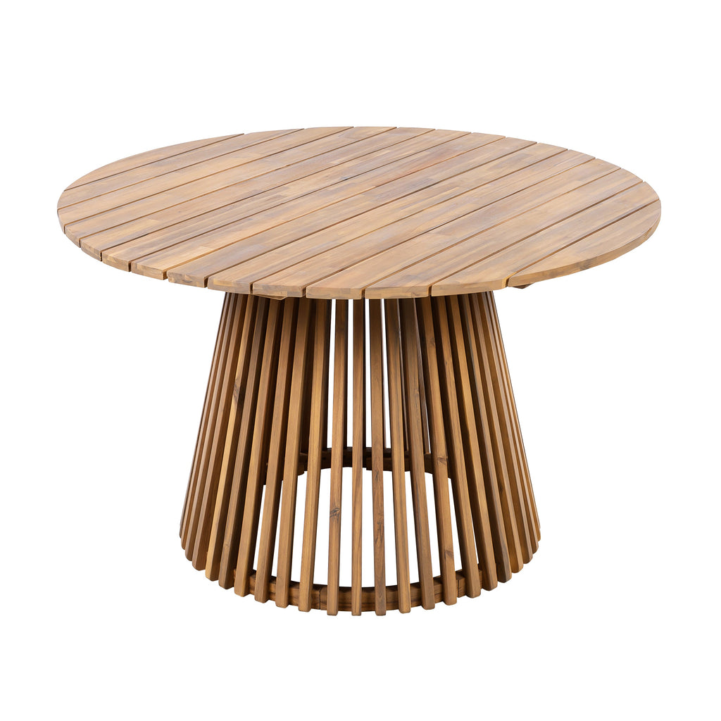 47.25" Round Acacia Wood Patio Dining Table Light Teak