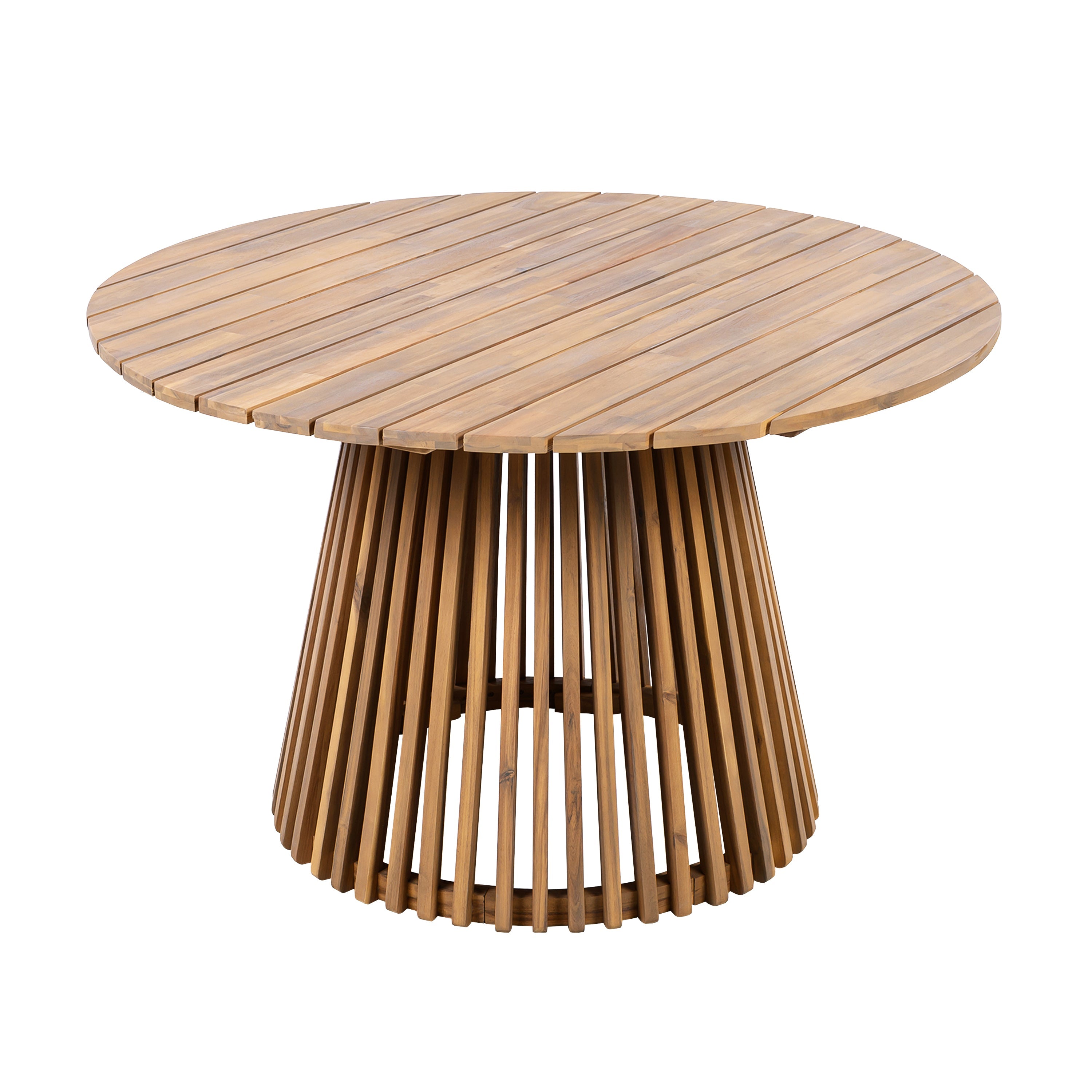 47.25" Round Acacia Wood Patio Dining Table Light Teak