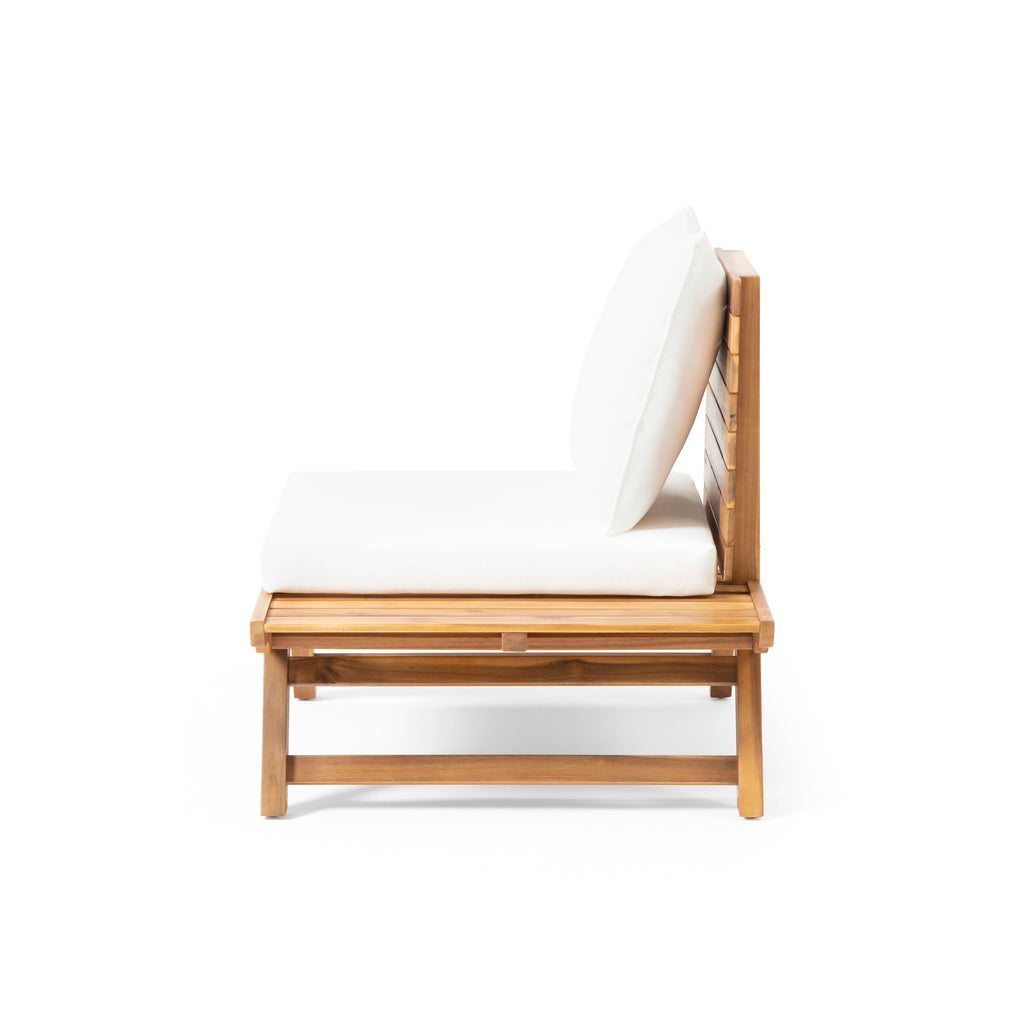 Outdoor Club Chair Acacia Wood Teak Slatted Design Wide Seat 37x28.25x29.5 In