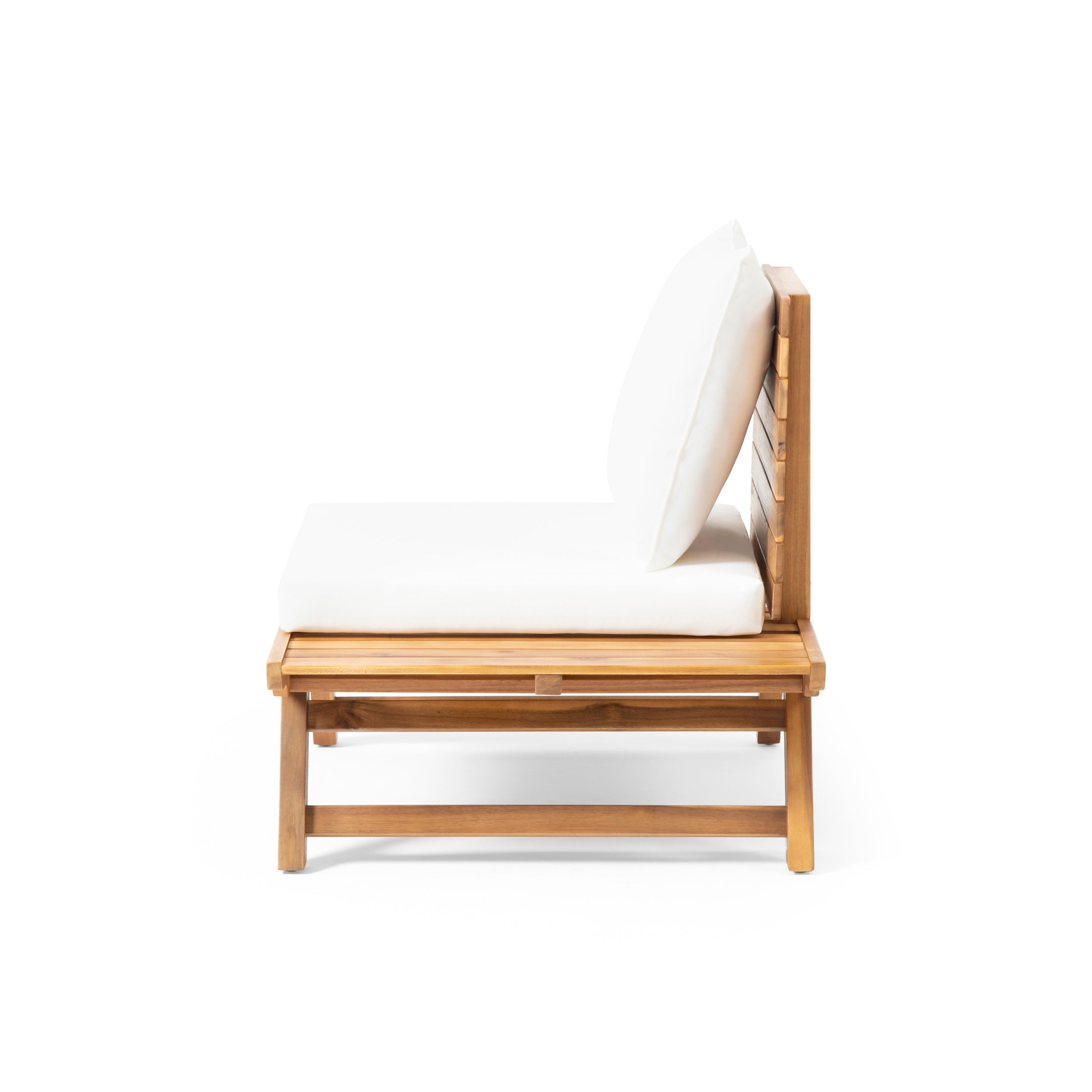 Outdoor Club Chair Acacia Wood Teak Slatted Design Wide Seat 37x28.25x29.5 In