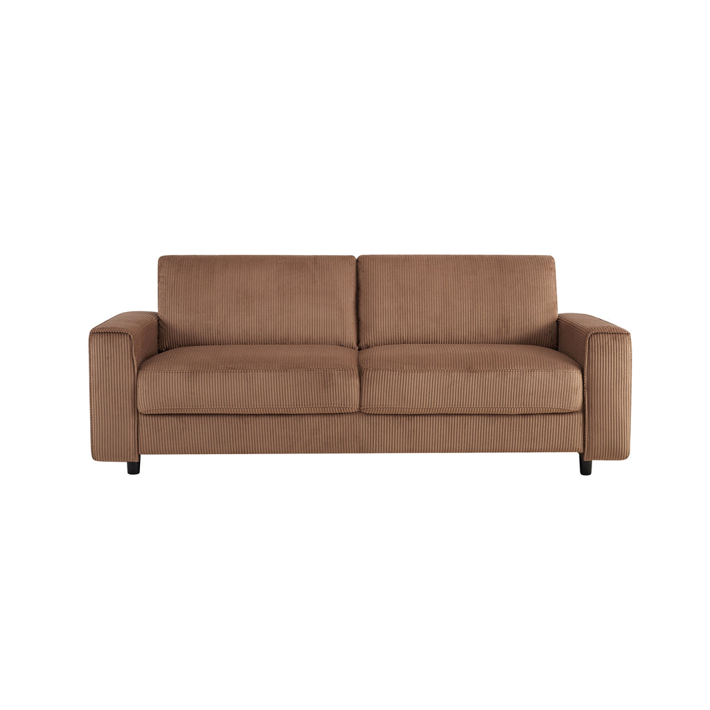Brown 3-Seater Corduroy Sofa Modern Minimalist
