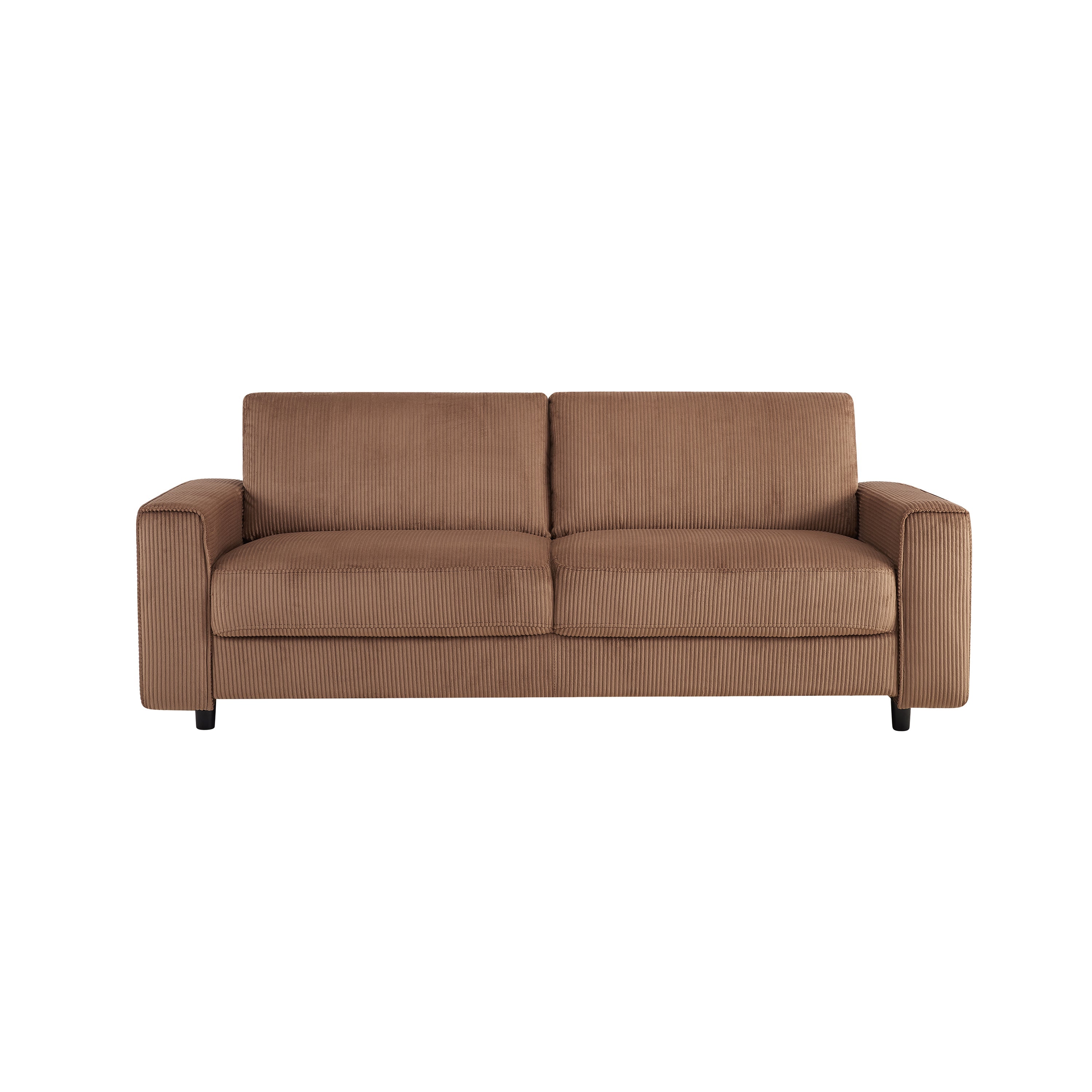 Brown 3-Seater Corduroy Sofa Modern Minimalist